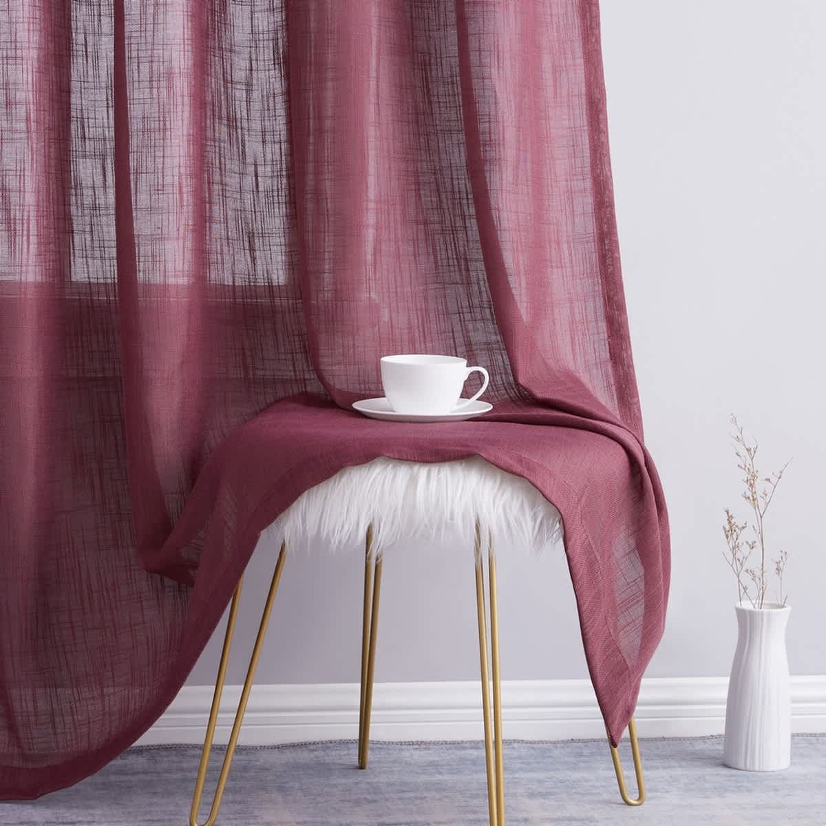 Thd Serena Faux Linen Textured Semi-Sheer Grommet Thick Curtain Panels (Set of 2) - Image 28