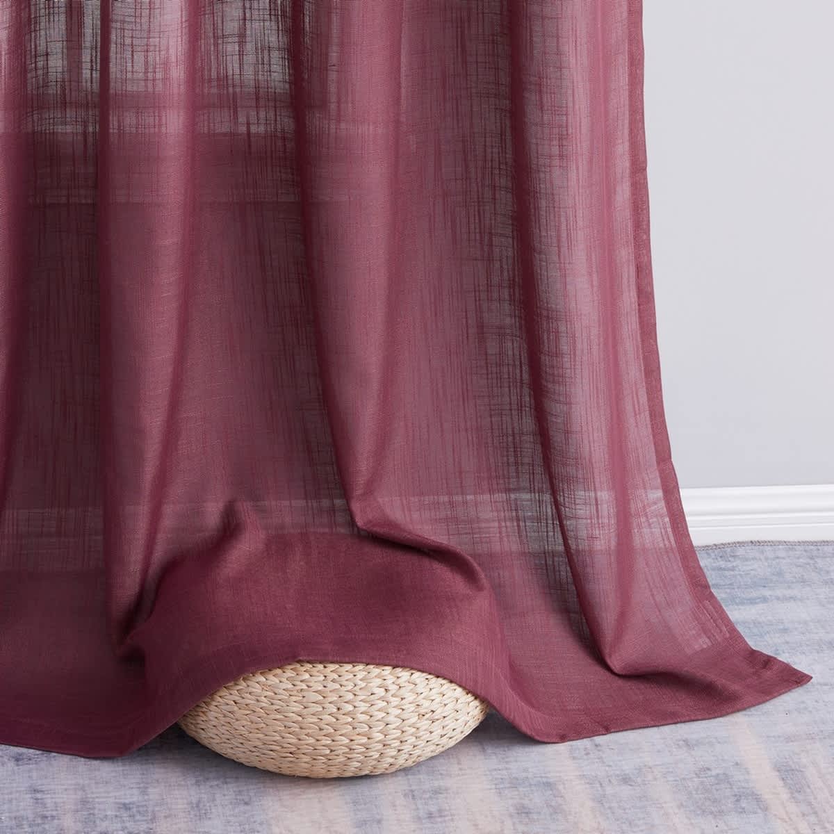 Thd Serena Faux Linen Textured Semi-Sheer Grommet Thick Curtain Panels (Set of 2) - Image 29