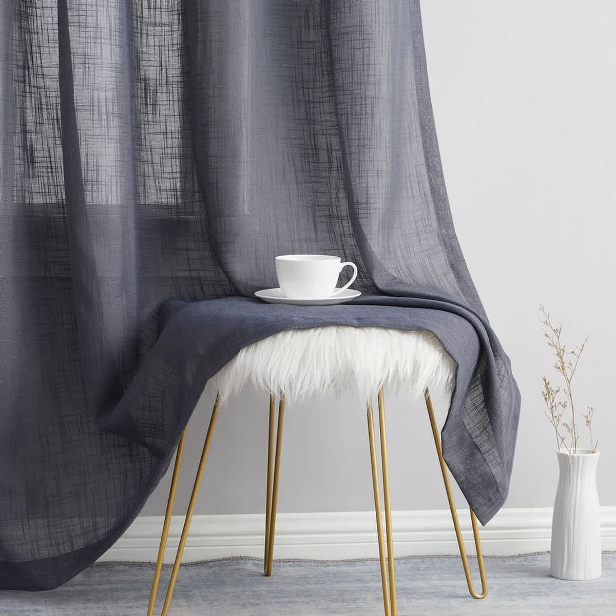 Thd Serena Faux Linen Textured Semi-Sheer Grommet Thick Curtain Panels (Set of 2) - Image 40