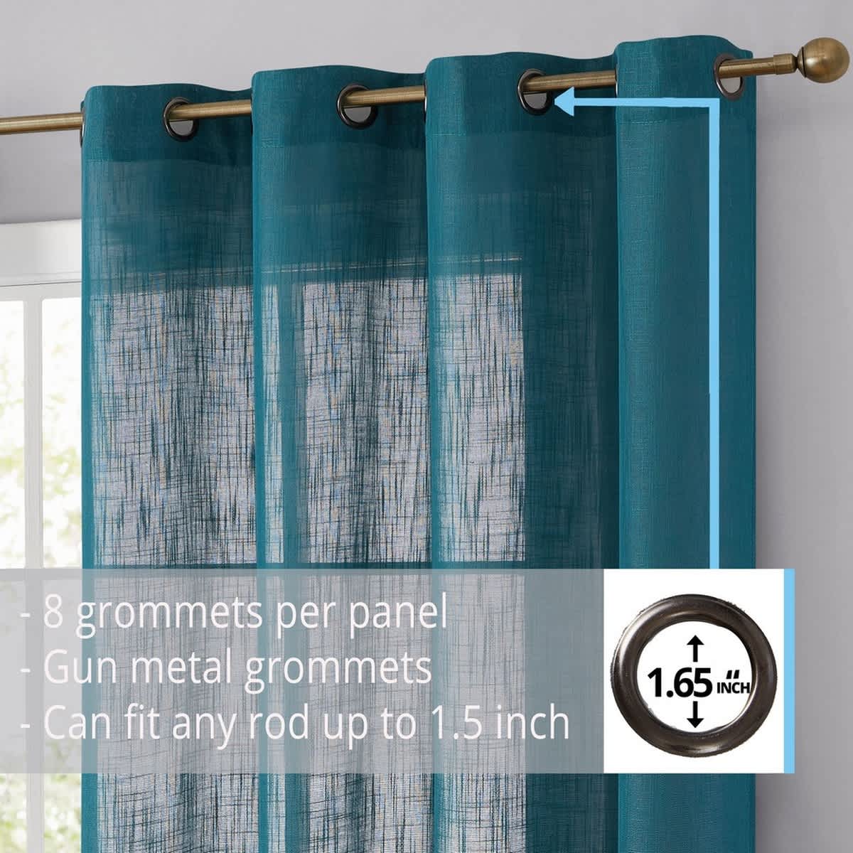 Thd Serena Faux Linen Textured Semi-Sheer Grommet Thick Curtain Panels (Set of 2) - Image 49