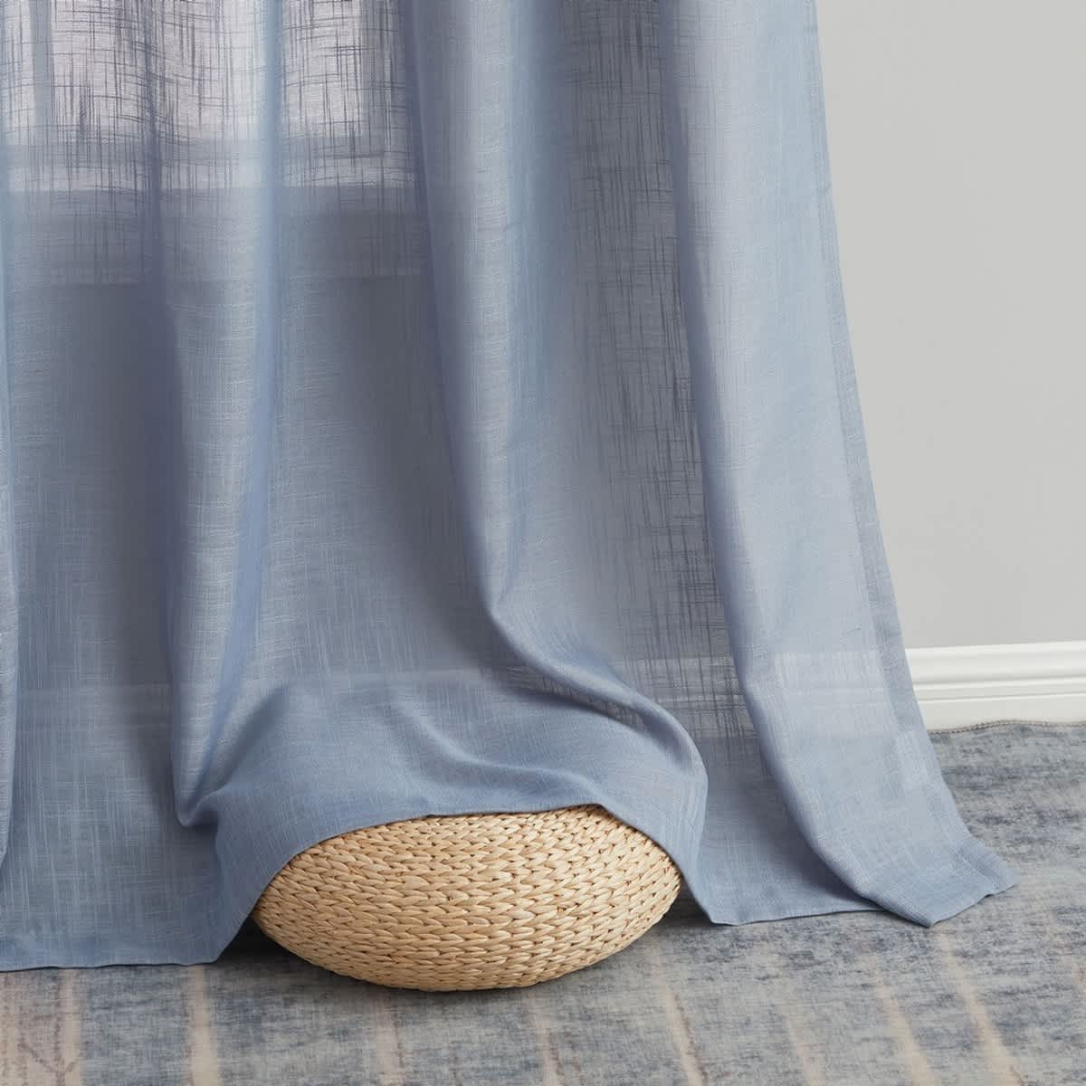 Thd Serena Faux Linen Textured Semi-Sheer Grommet Thick Curtain Panels (Set of 2) - Image 5