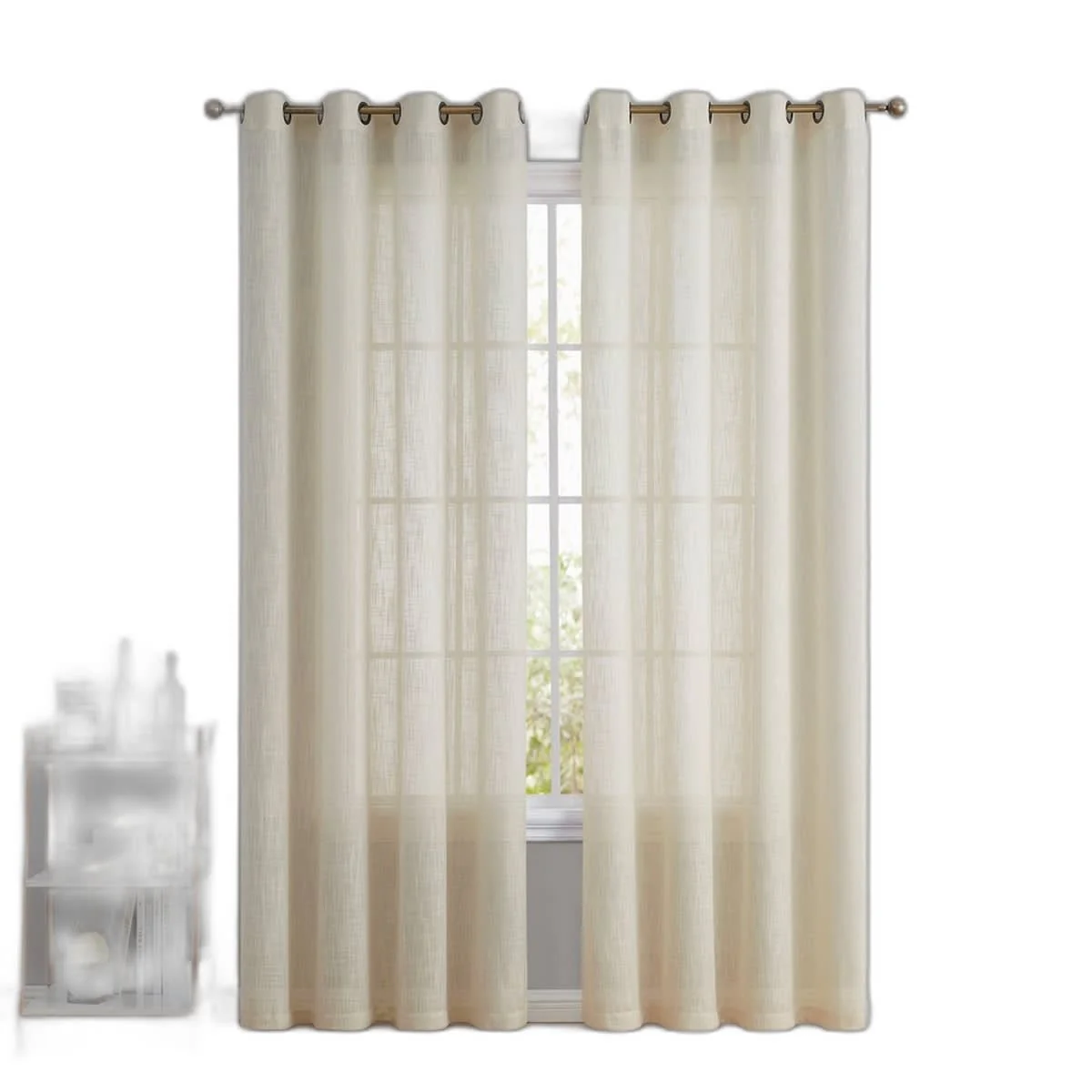Thd Serena Faux Linen Textured Semi-Sheer Grommet Thick Curtain Panels (Set of 2) - Image 54
