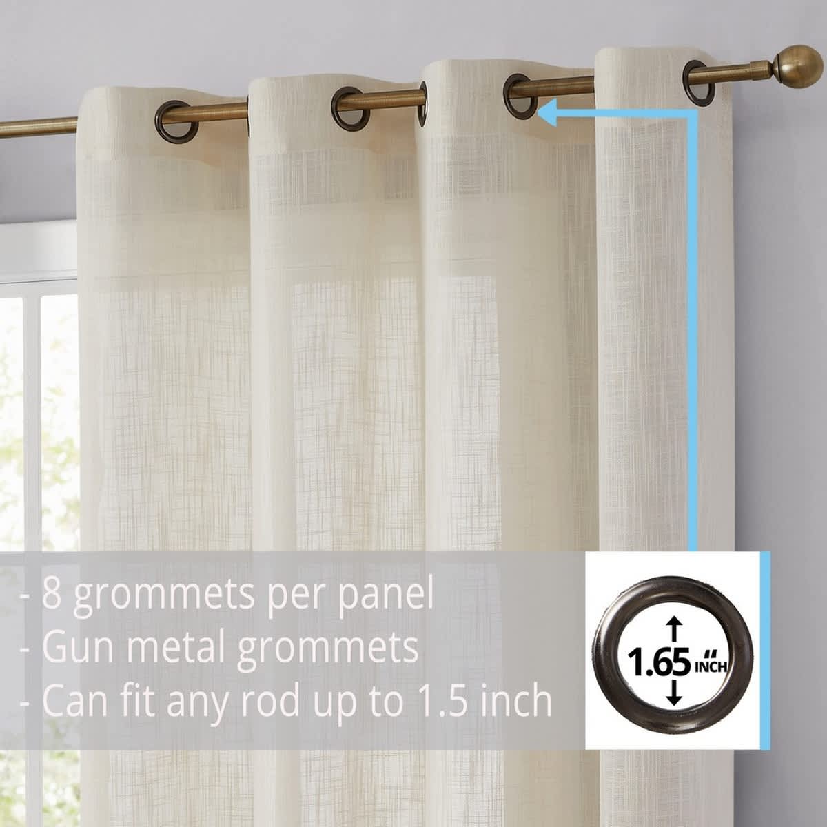 Thd Serena Faux Linen Textured Semi-Sheer Grommet Thick Curtain Panels (Set of 2) - Image 55
