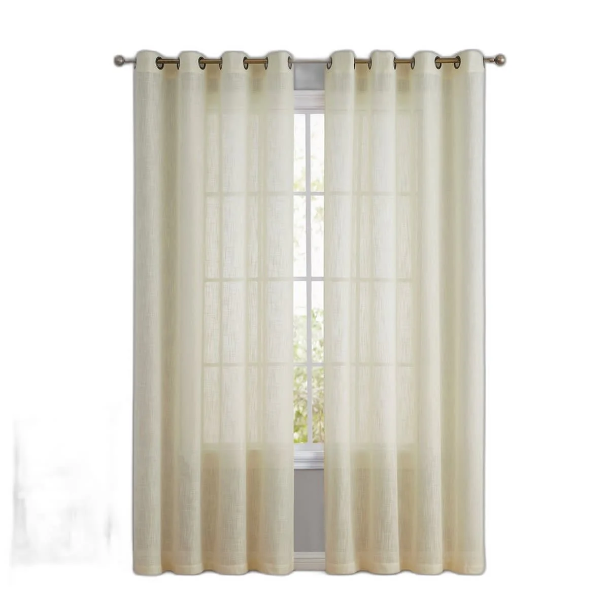 Thd Serena Faux Linen Textured Semi-Sheer Grommet Thick Curtain Panels (Set of 2) - Image 60