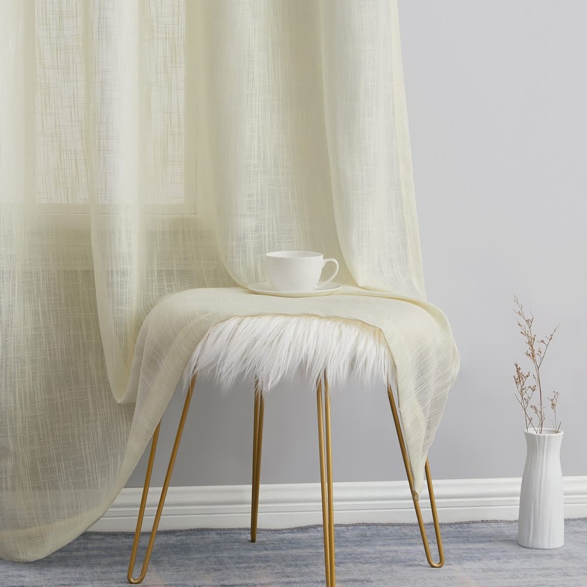 Thd Serena Faux Linen Textured Semi-Sheer Grommet Thick Curtain Panels (Set of 2) - Image 63