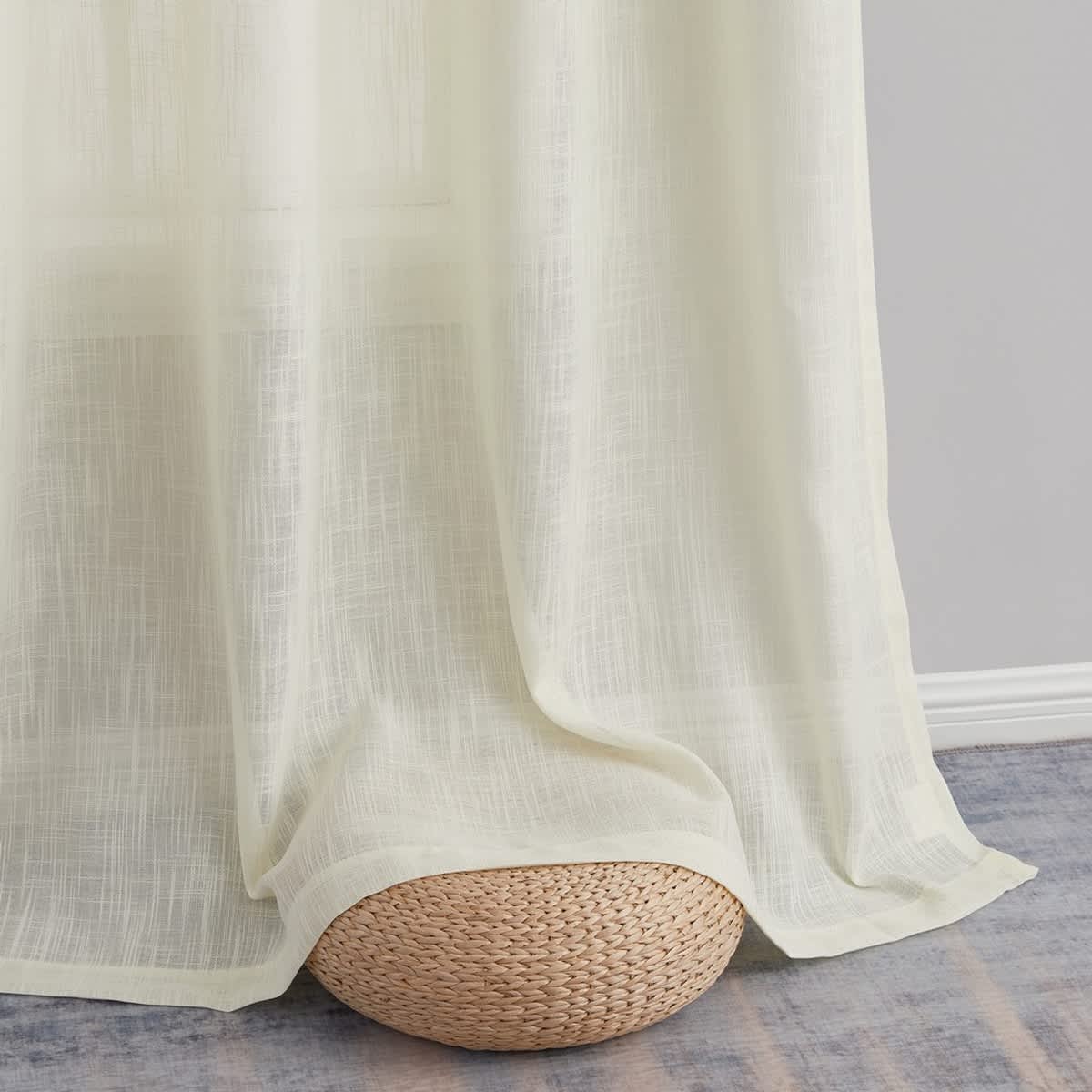 Thd Serena Faux Linen Textured Semi-Sheer Grommet Thick Curtain Panels (Set of 2) - Image 64