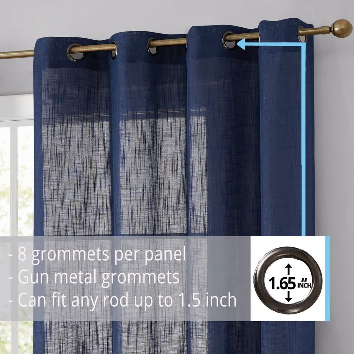 Thd Serena Faux Linen Textured Semi-Sheer Grommet Thick Curtain Panels (Set of 2) - Image 67