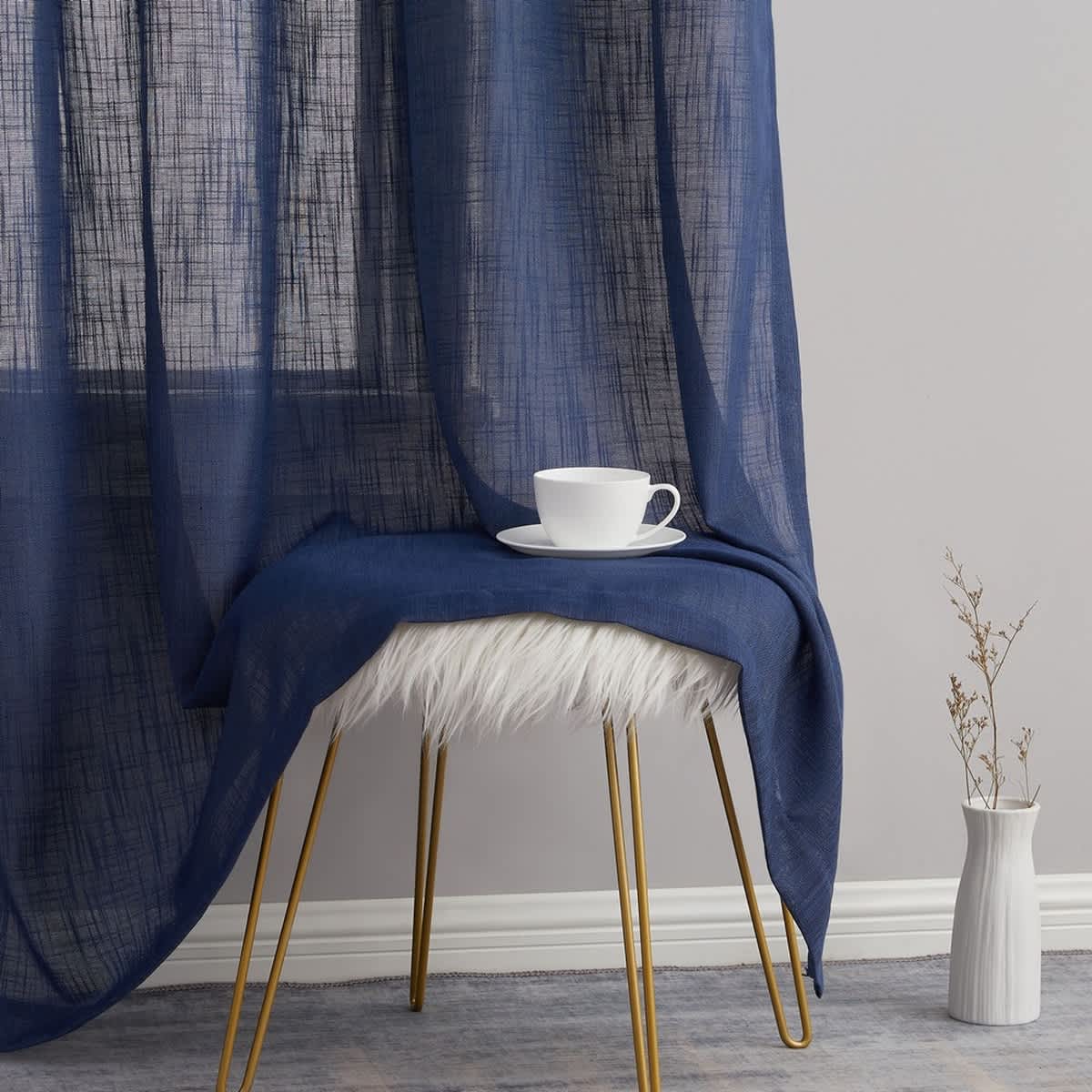 Thd Serena Faux Linen Textured Semi-Sheer Grommet Thick Curtain Panels (Set of 2) - Image 69