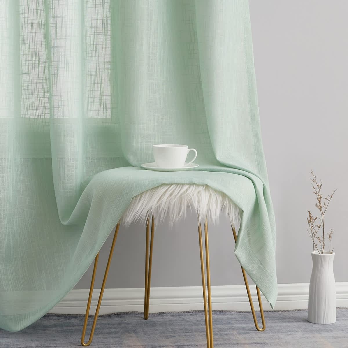 Thd Serena Faux Linen Textured Semi-Sheer Grommet Thick Curtain Panels (Set of 2) - Image 75