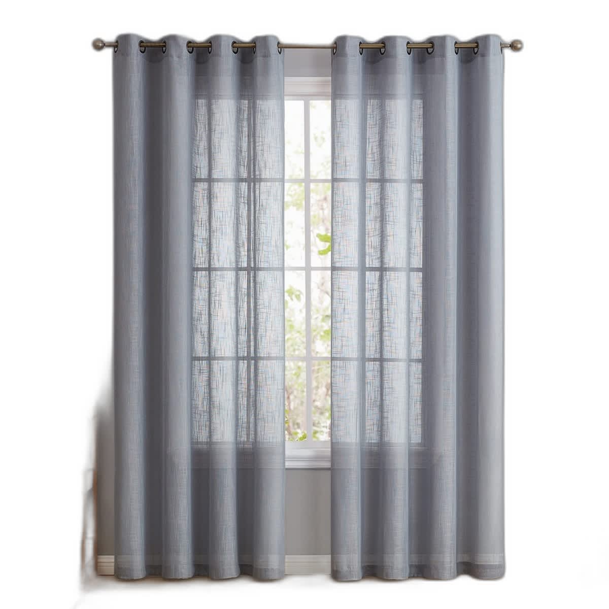 Thd Serena Faux Linen Textured Semi-Sheer Grommet Thick Curtain Panels (Set of 2) - Image 79