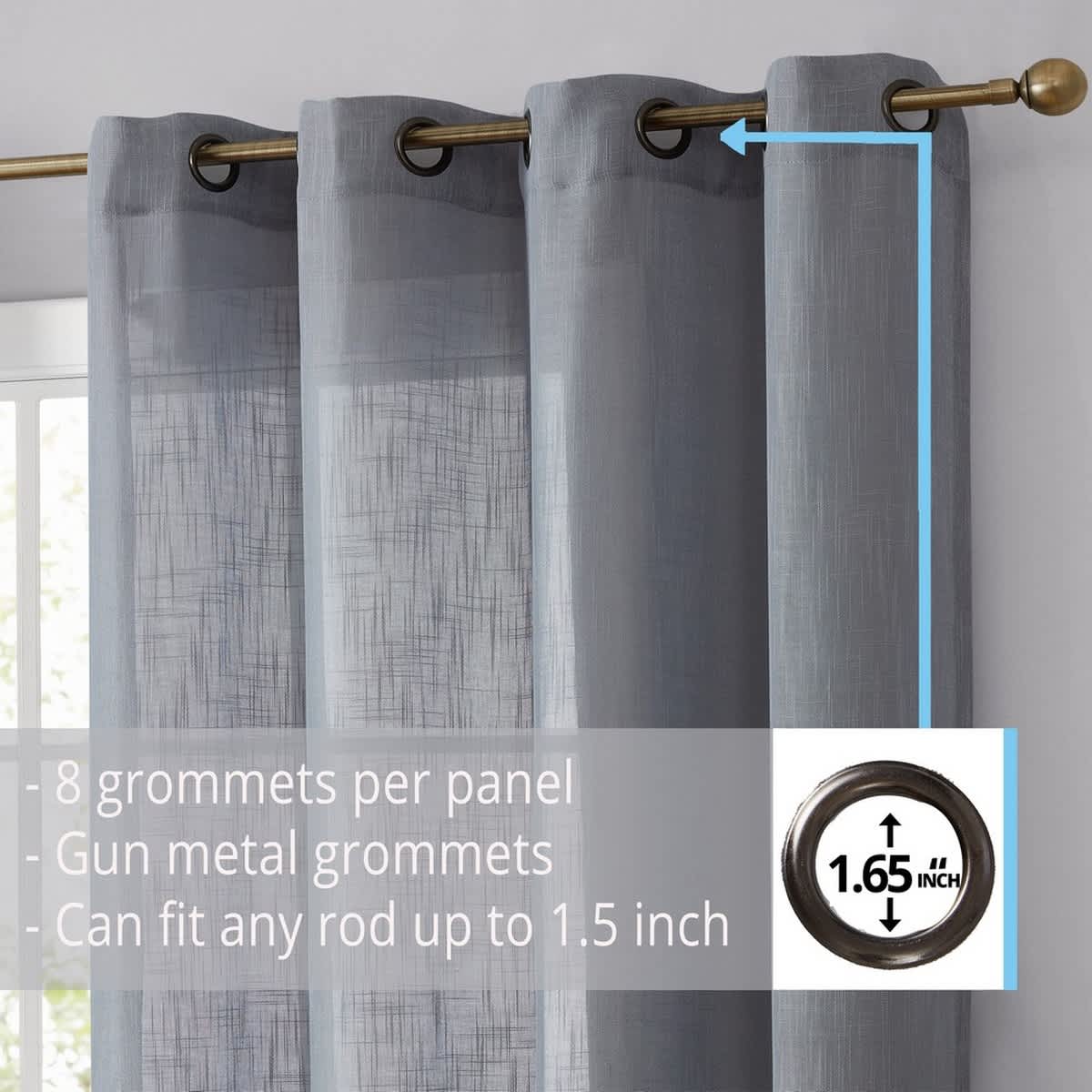 Thd Serena Faux Linen Textured Semi-Sheer Grommet Thick Curtain Panels (Set of 2) - Image 80