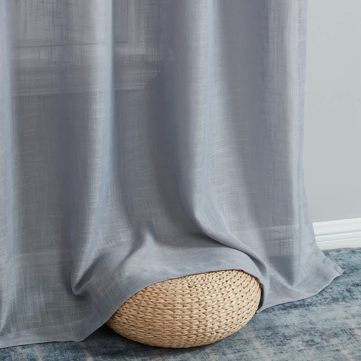Thd Serena Faux Linen Textured Semi-Sheer Grommet Thick Curtain Panels (Set of 2) - Image 83