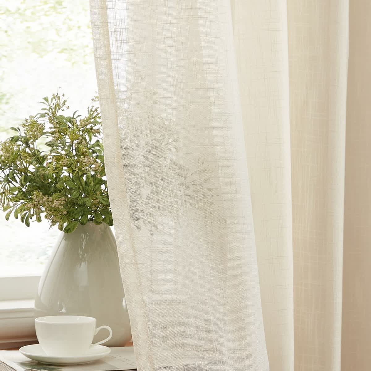 Thd Serena Faux Linen Textured Semi-Sheer Grommet Thick Curtain Panels (Set of 2) - Image 89