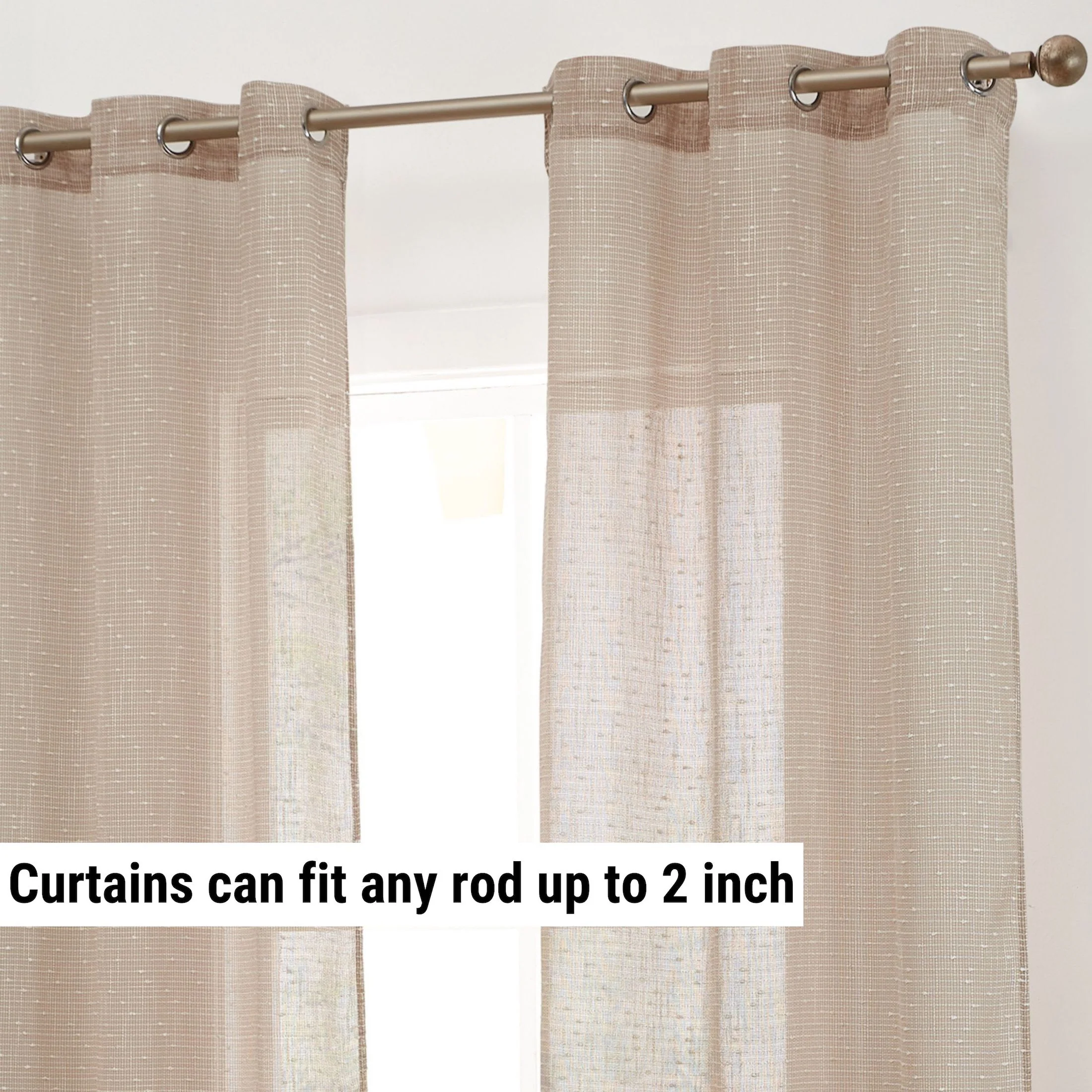 Thd Sharrie Faux Linen Semi-Sheer Light Filtering Grommet Lightweight Curtains (2 Panels) - Image 11