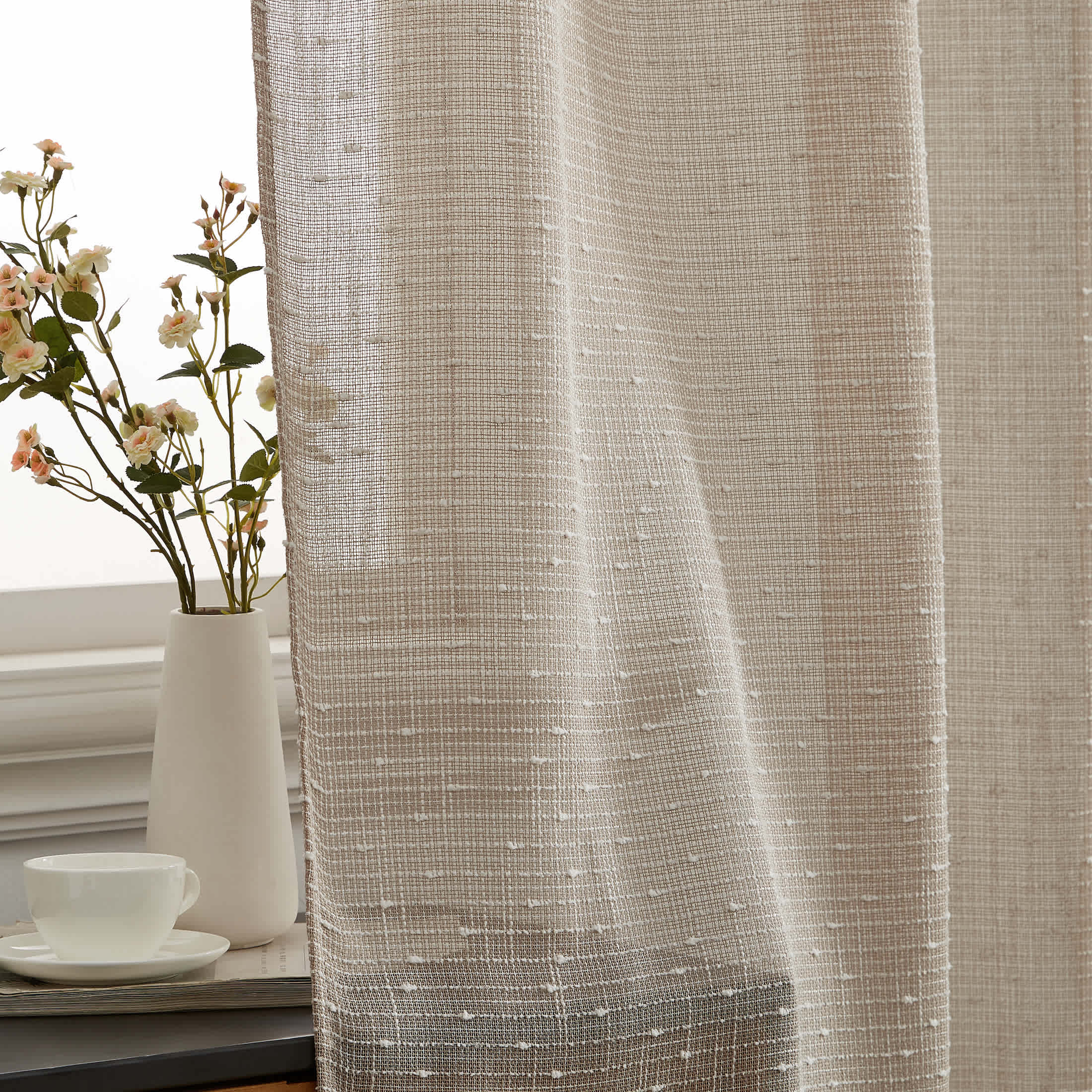 Thd Sharrie Faux Linen Semi-Sheer Light Filtering Grommet Lightweight Curtains (2 Panels) - Image 12