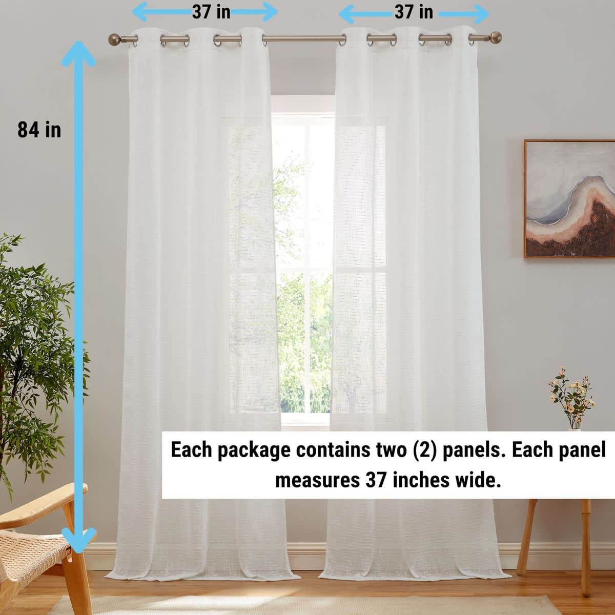 Thd Sharrie Faux Linen Semi-Sheer Light Filtering Grommet Lightweight Curtains (2 Panels) - Image 18