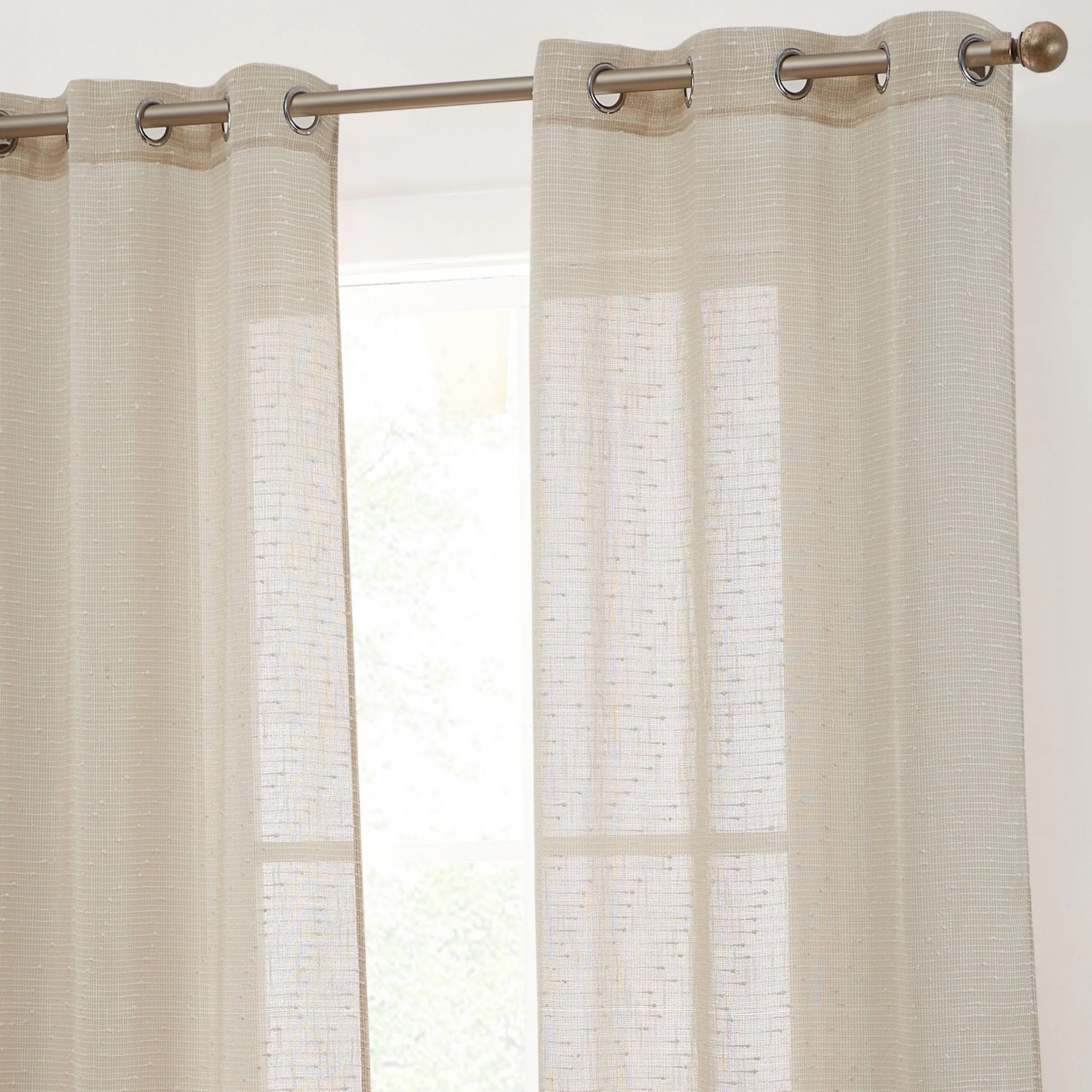 Thd Sharrie Faux Linen Semi-Sheer Light Filtering Grommet Lightweight Curtains (2 Panels) - Image 25