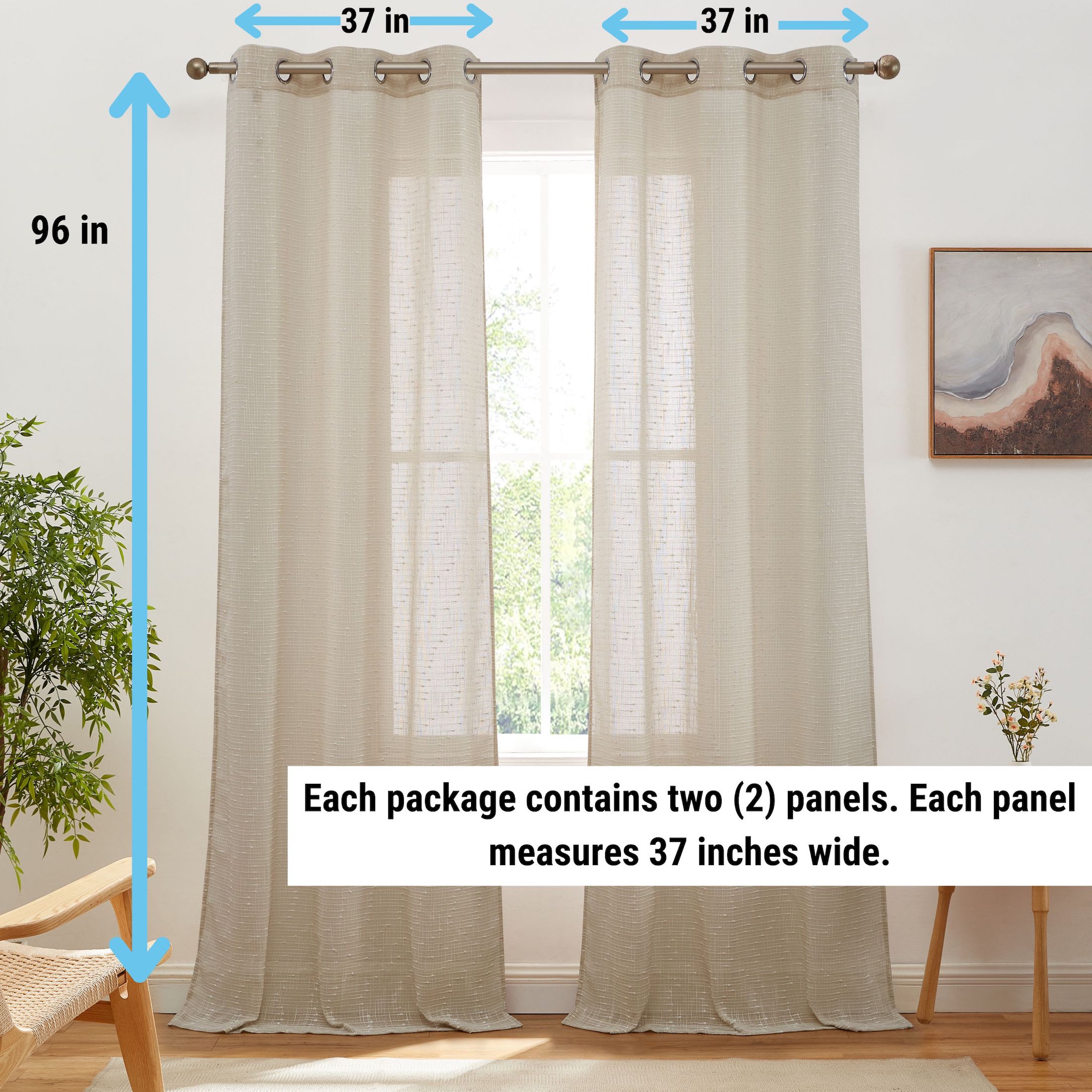 Thd Sharrie Faux Linen Semi-Sheer Light Filtering Grommet Lightweight Curtains (2 Panels) - Image 26