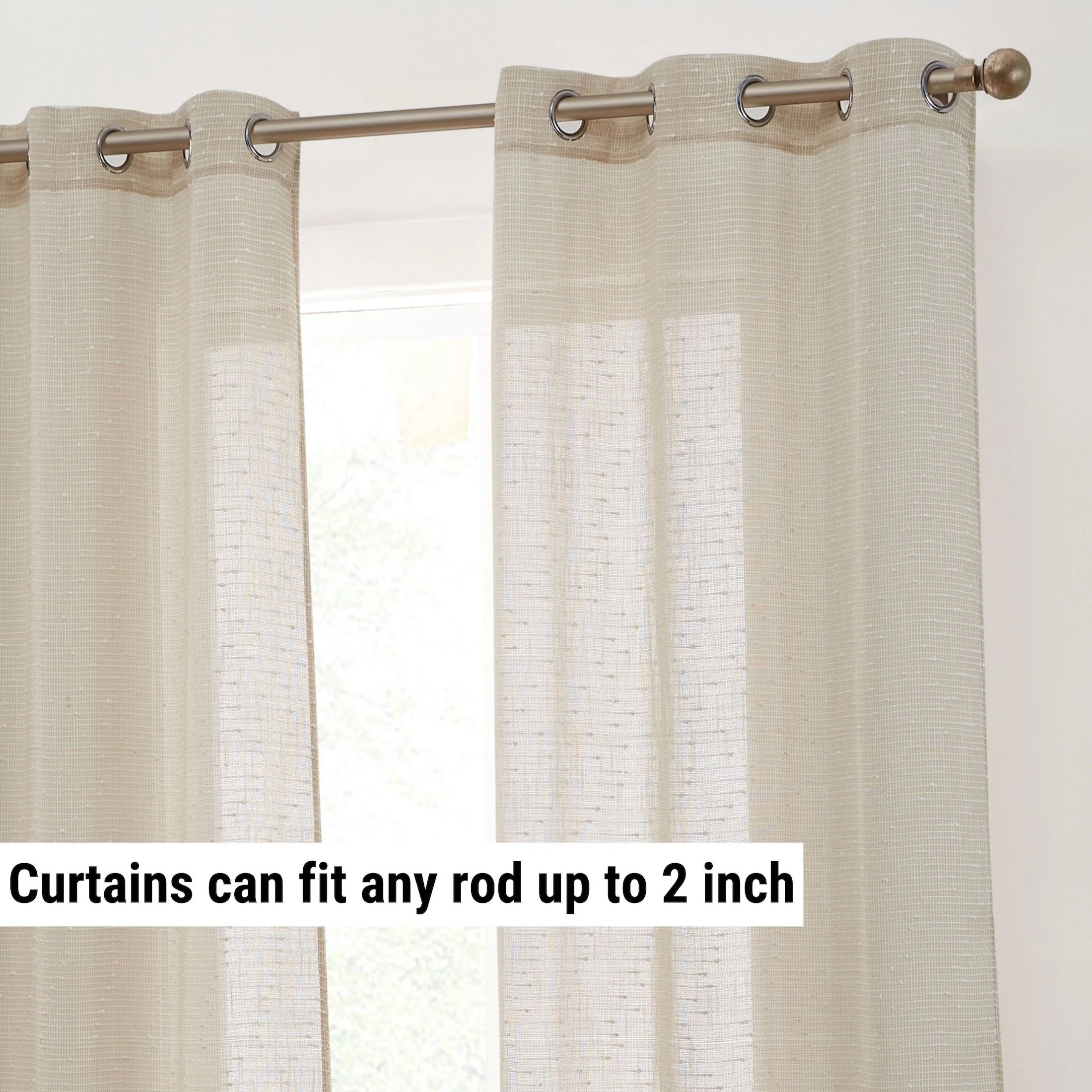 Thd Sharrie Faux Linen Semi-Sheer Light Filtering Grommet Lightweight Curtains (2 Panels) - Image 27