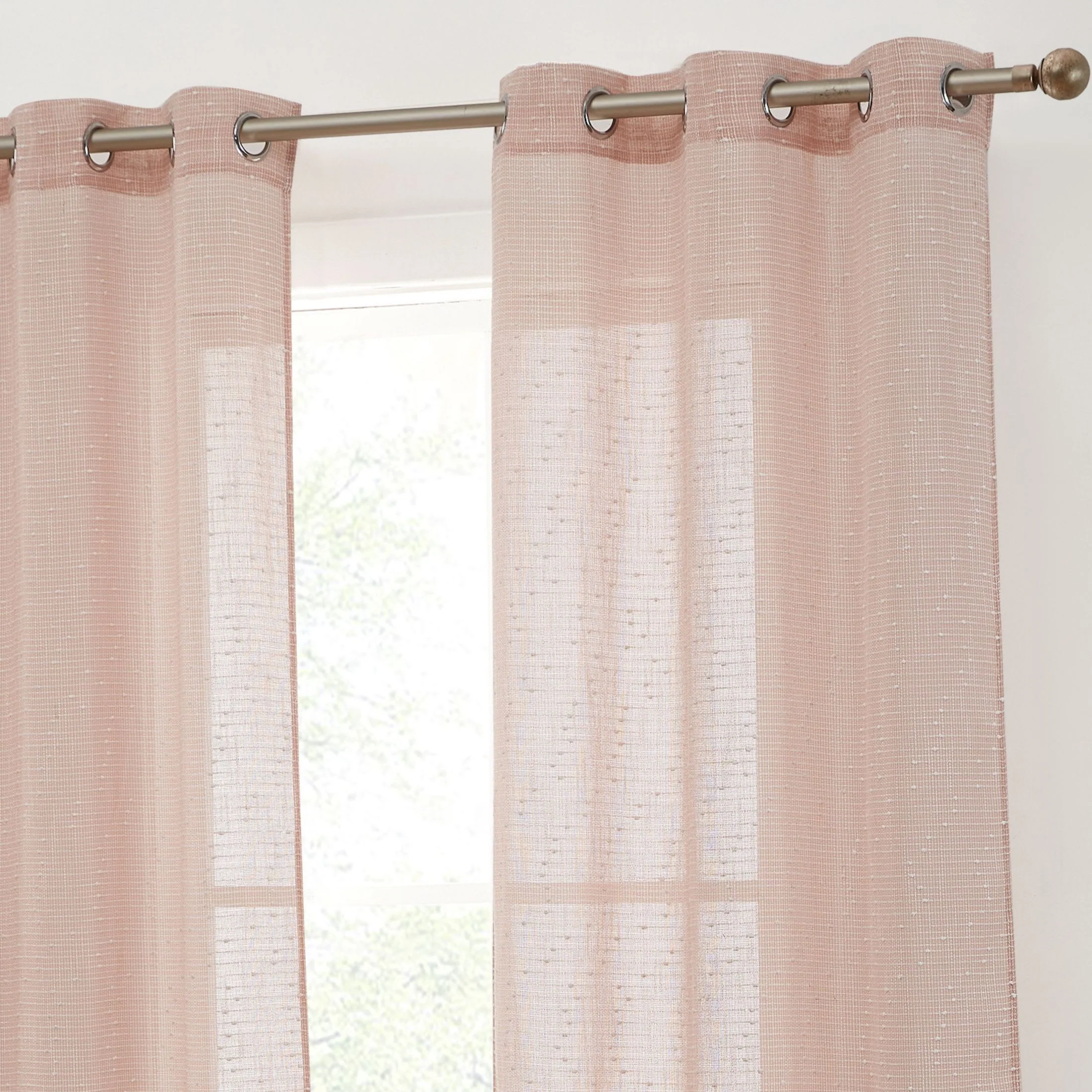 Thd Sharrie Faux Linen Semi-Sheer Light Filtering Grommet Lightweight Curtains (2 Panels) - Image 33