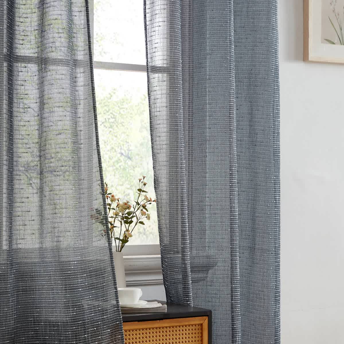 Thd Sharrie Faux Linen Semi-Sheer Light Filtering Grommet Lightweight Curtains (2 Panels) - Image 8
