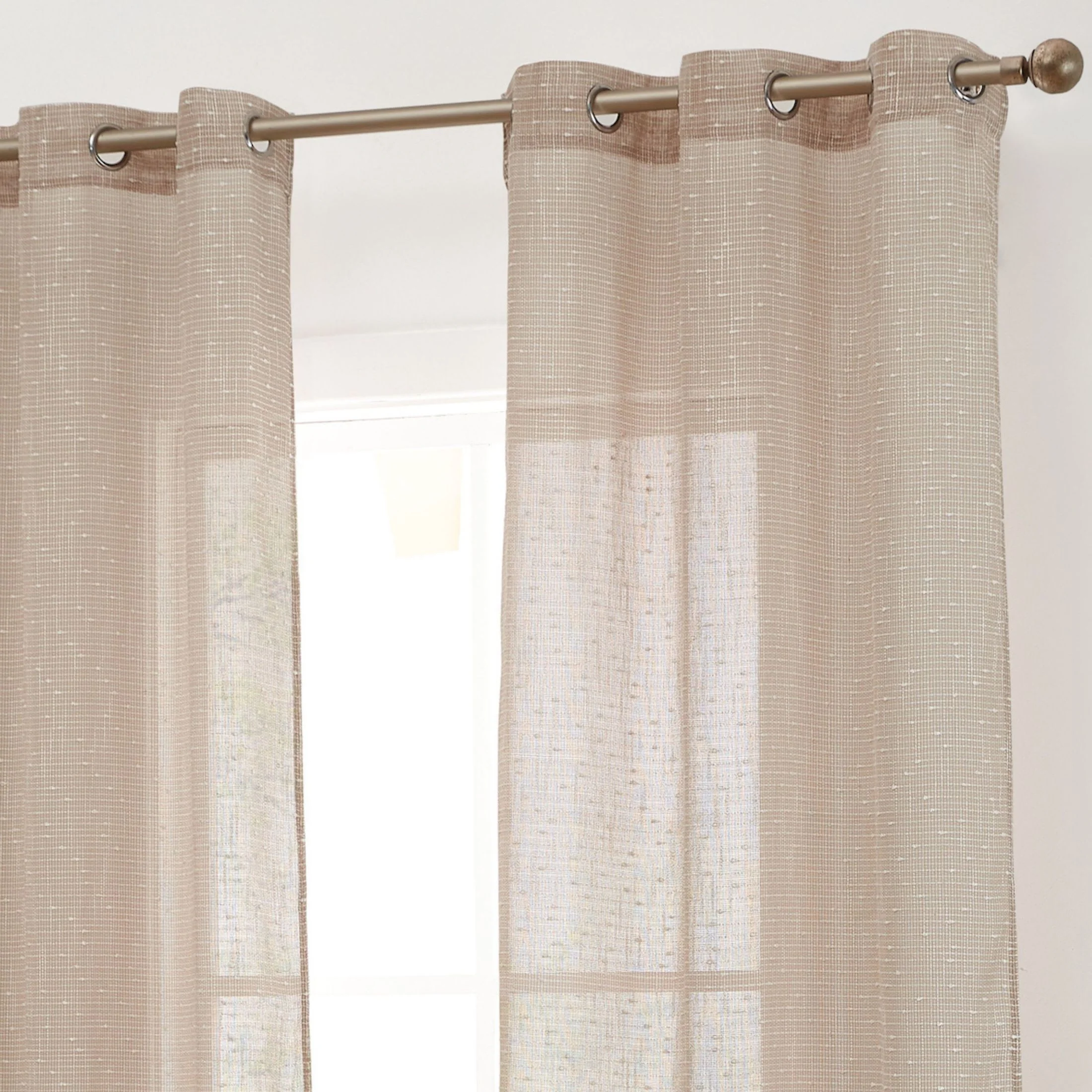 Thd Sharrie Faux Linen Semi-Sheer Light Filtering Grommet Lightweight Curtains (2 Panels) - Image 9
