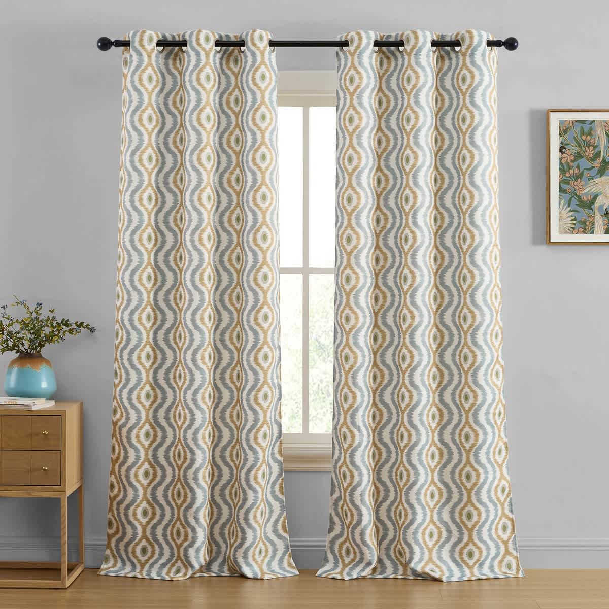 Thd Tanny Ogee Ikat Damask Light Blocking Window Curtains, Set of 2 - Image 18