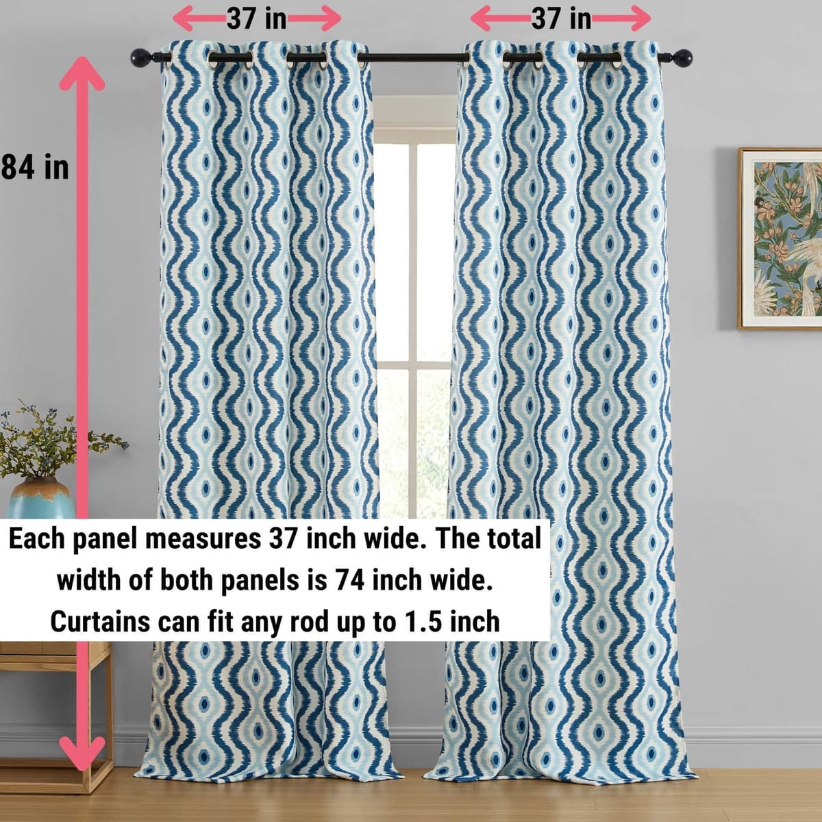 Thd Tanny Ogee Ikat Damask Light Blocking Window Curtains, Set of 2 - Image 4