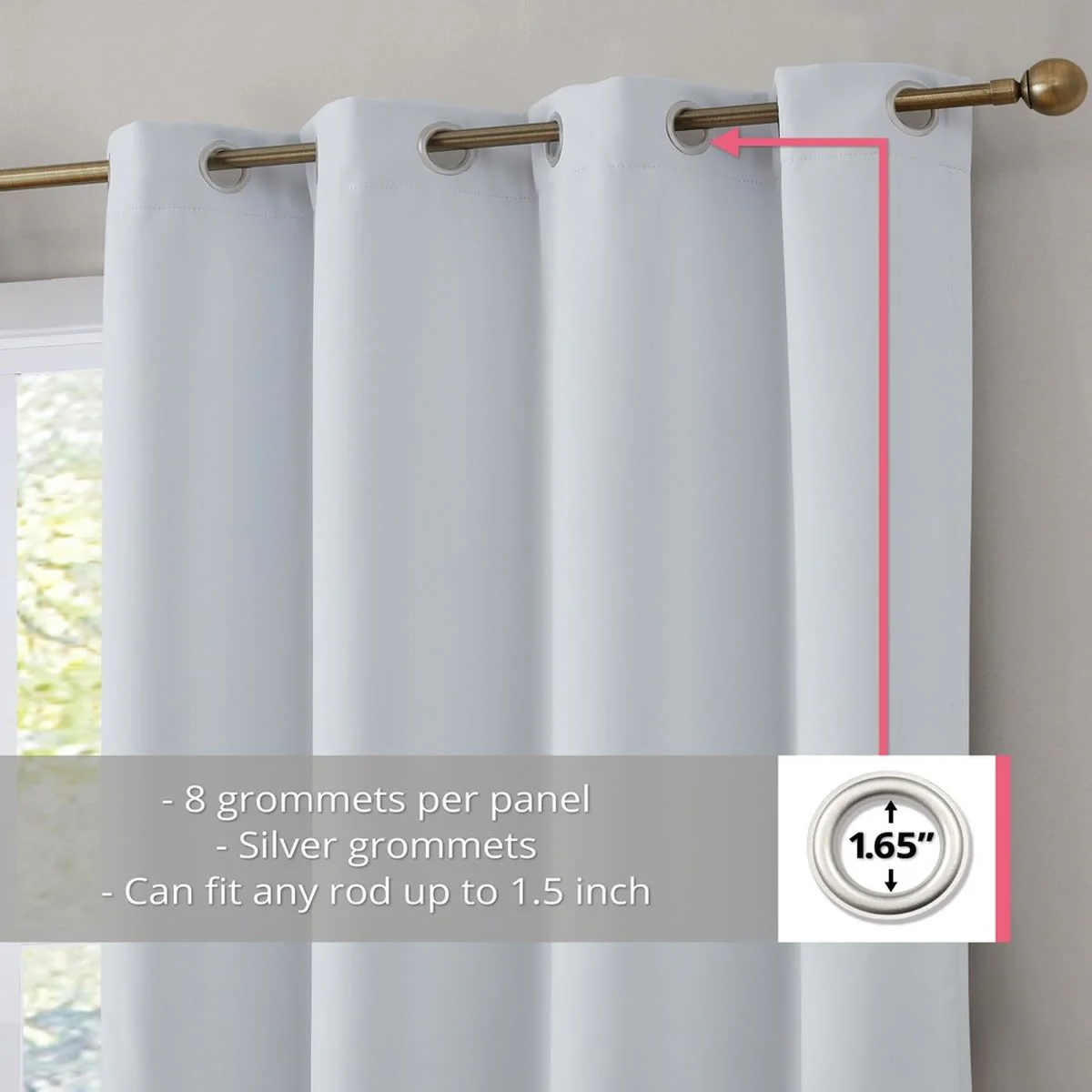 Thd Virginia 100% Blackout Grommet Total Privacy Curtain Panels - Set of 2 - Image 44