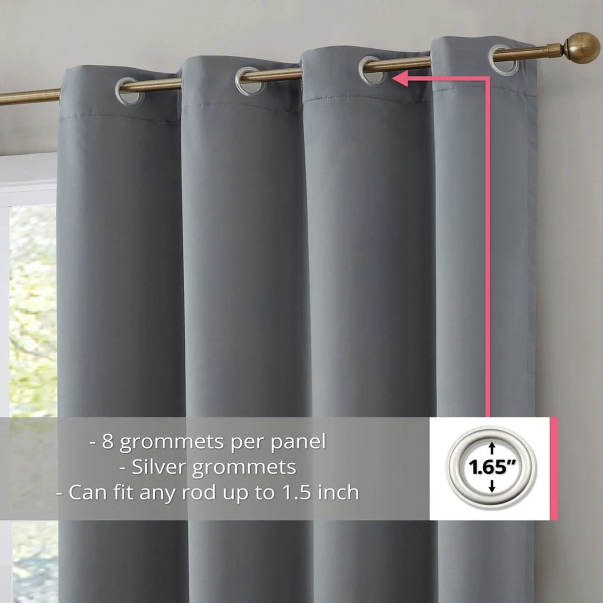 Thd Virginia 100% Blackout Grommet Total Privacy Curtain Panels - Set of 2 - Image 56