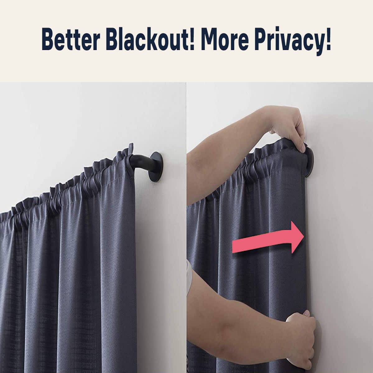 Thd 1" Wrap Around Room Darkening Telescoping Curtain Rod for Heavy Drapes - Image 4