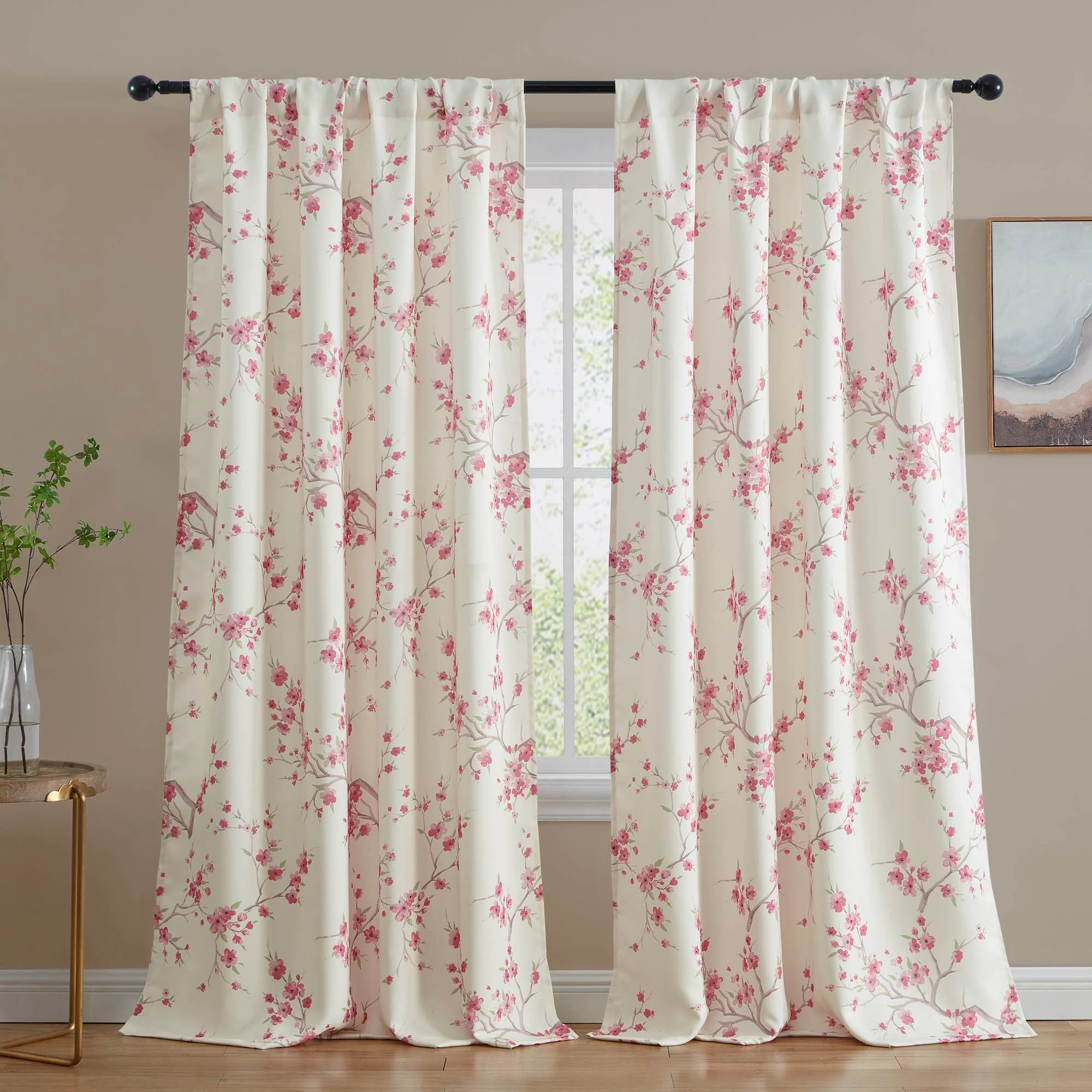 Thd Yasmine Floral Room Darkening Rod Pocket Light Filtering Curtain Panels - Set of 2 - Image 4