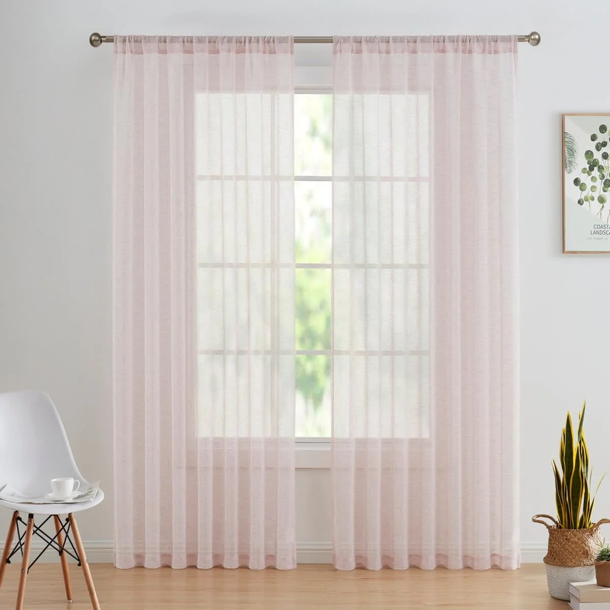Thd Zoey Faux Linen Textured Semi Sheer Window Rod Pocket Thick Curtains Drapery Panels, 2 Panels - Image 11