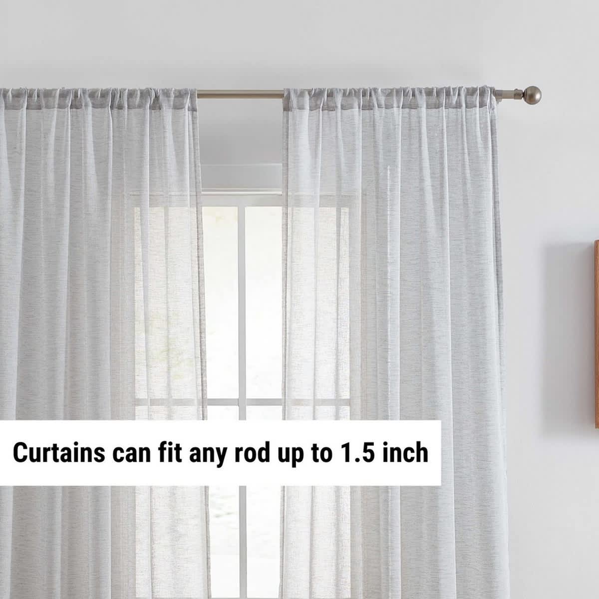 Thd Zoey Faux Linen Textured Semi Sheer Window Rod Pocket Thick Curtains Drapery Panels, 2 Panels - Image 49