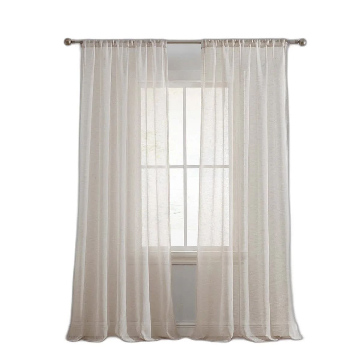 Thd Zoey Faux Linen Textured Semi Sheer Window Rod Pocket Thick Curtains Drapery Panels, 2 Panels - Image 73