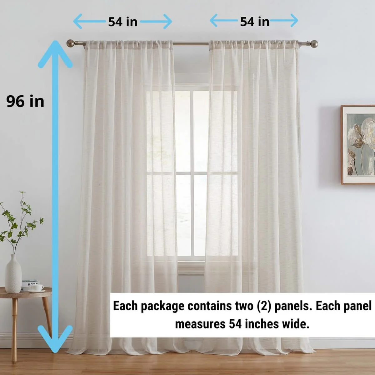 Thd Zoey Faux Linen Textured Semi Sheer Window Rod Pocket Thick Curtains Drapery Panels, 2 Panels - Image 75