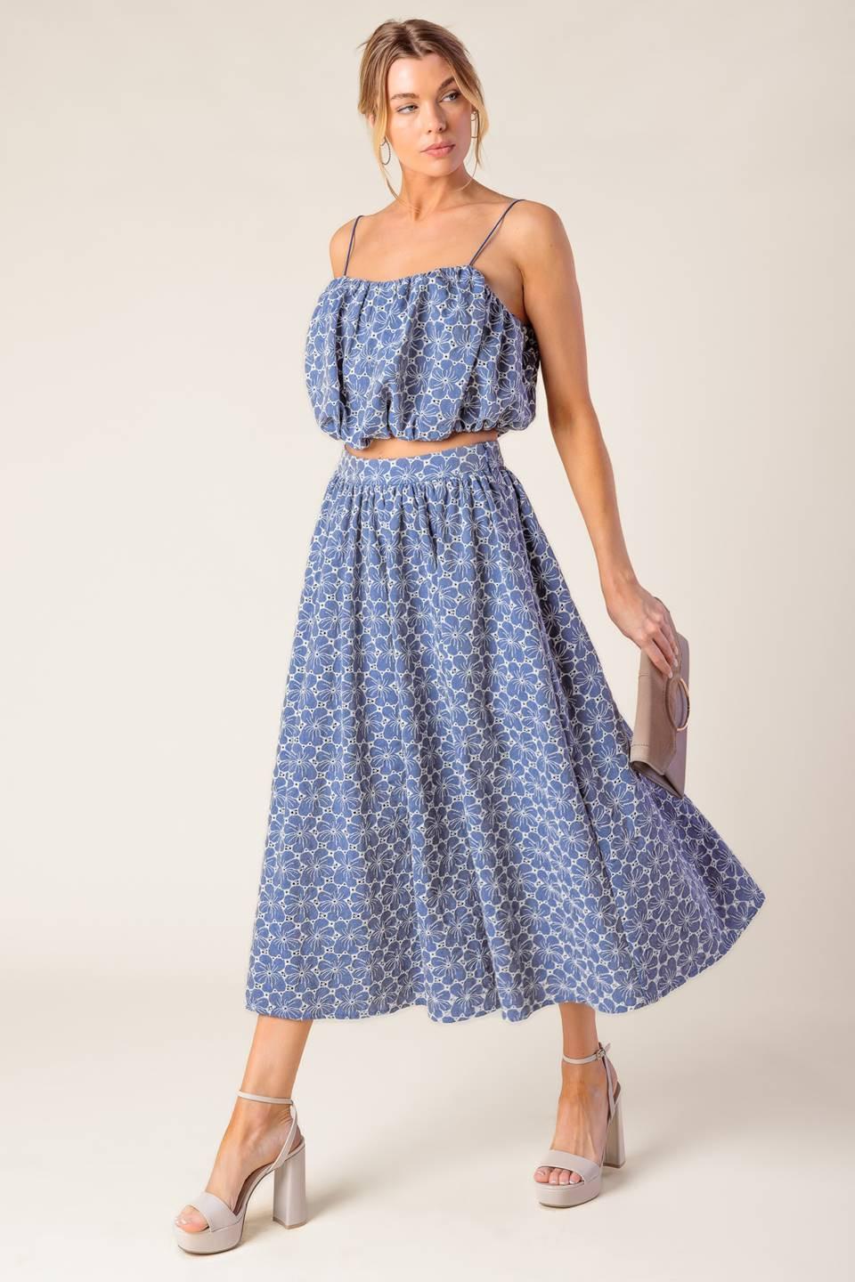 The Beauty of Now Woven Eyelet Top and Skirt Set - Image 3