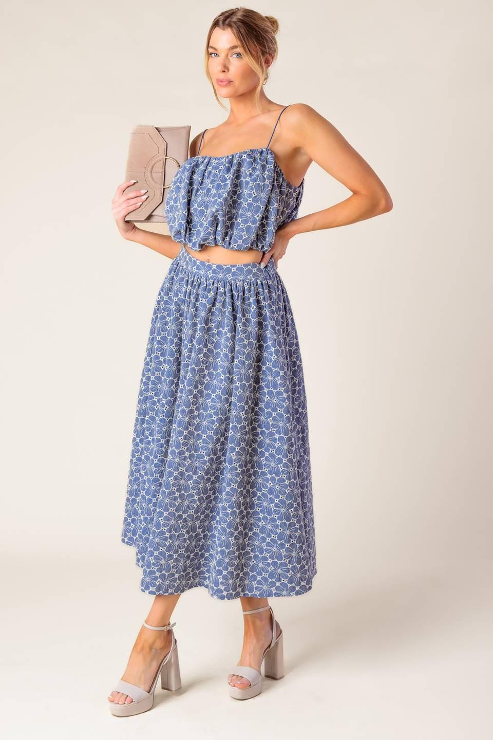 The Beauty of Now Woven Eyelet Top and Skirt Set - Image 6