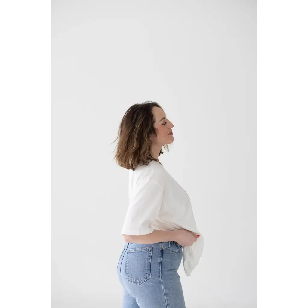 The Mom Crop in Antique White - Image 6