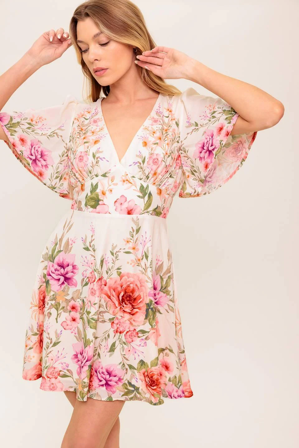 The World Awaits Light Pink Woven Mini Dress - Image 4