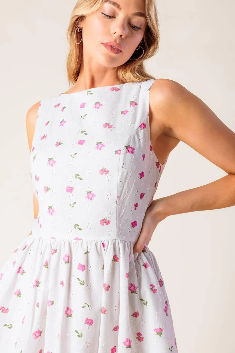 Thena Garden Party Woven Eyelet Midi Dress - Image 2