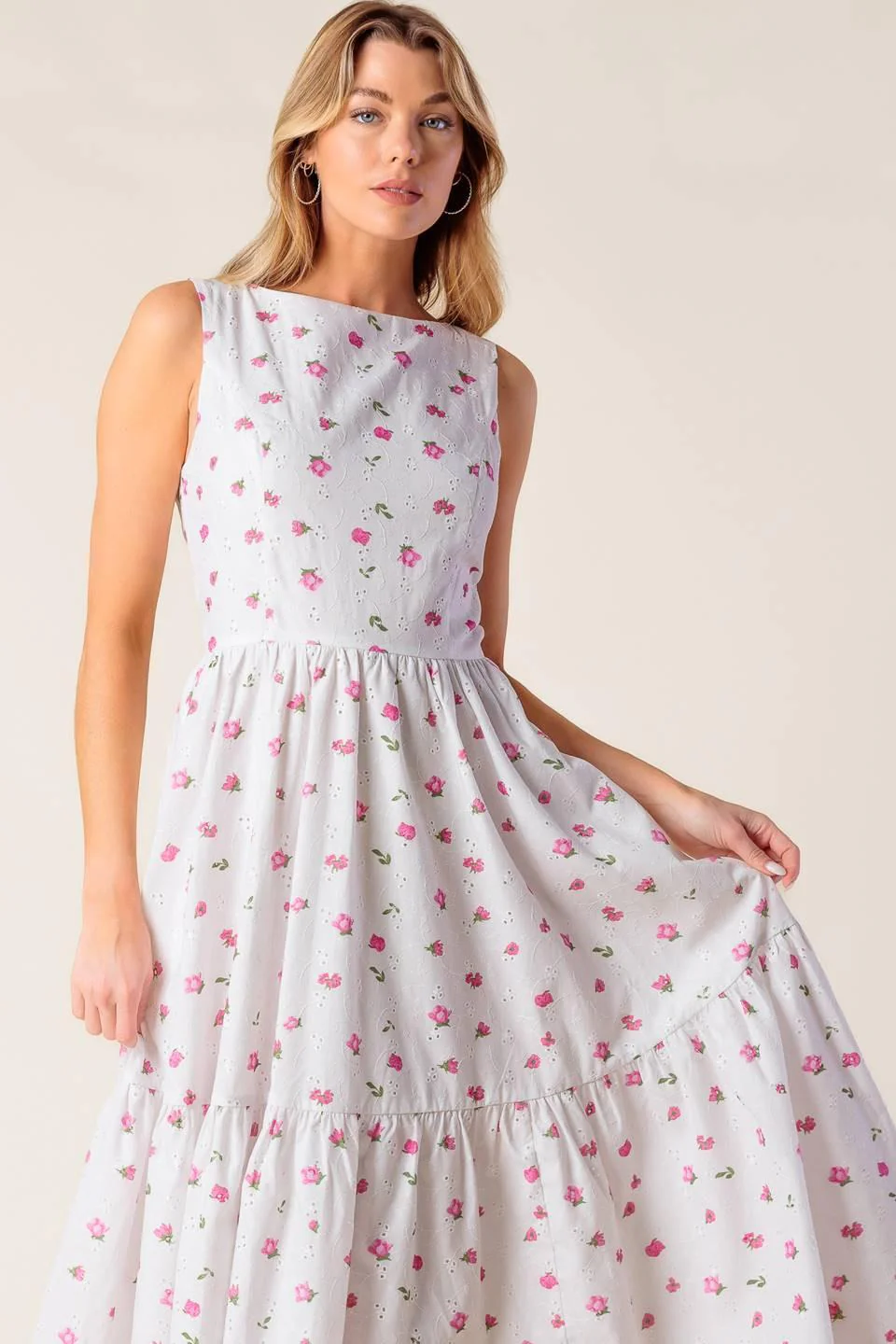 Thena Garden Party Woven Eyelet Midi Dress - Image 7