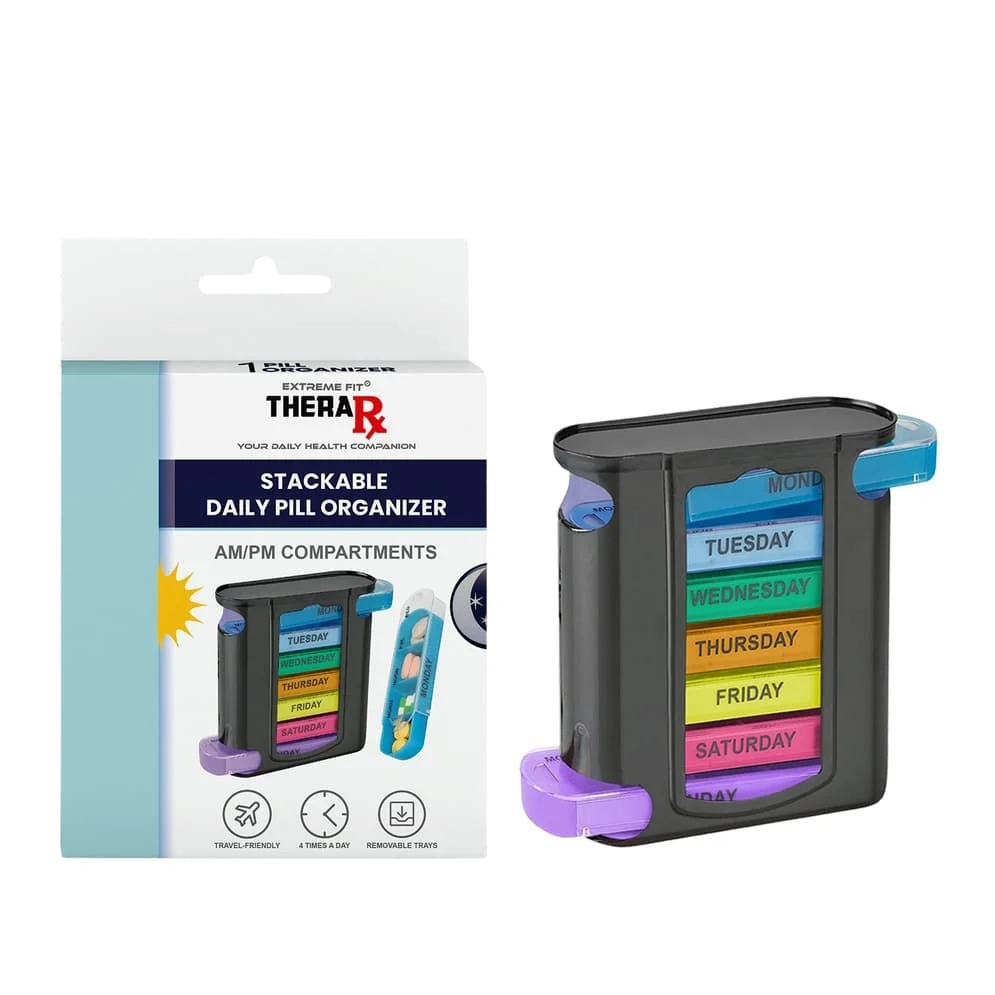 TheraRx 4 Times a Day, 7 Day Stackable Daily Pill and Medicine Organizer