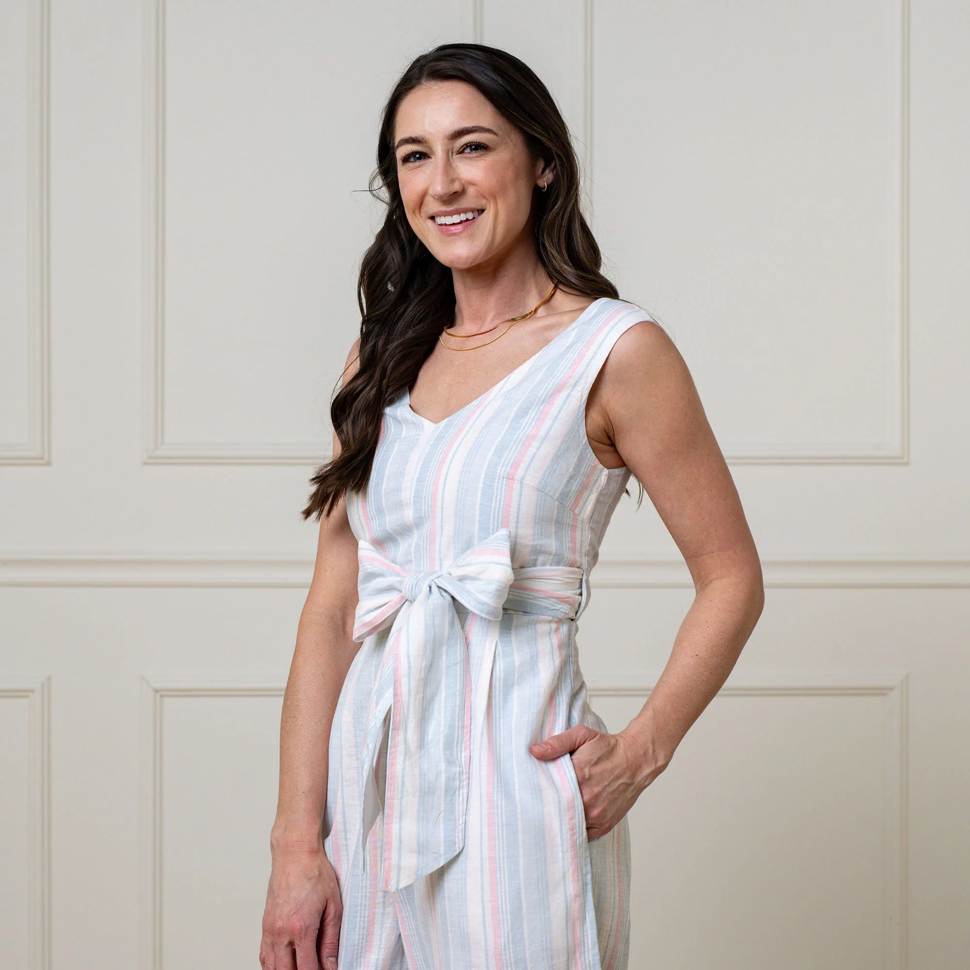 Tie-Waist Wide Leg Jumpsuit - Image 2