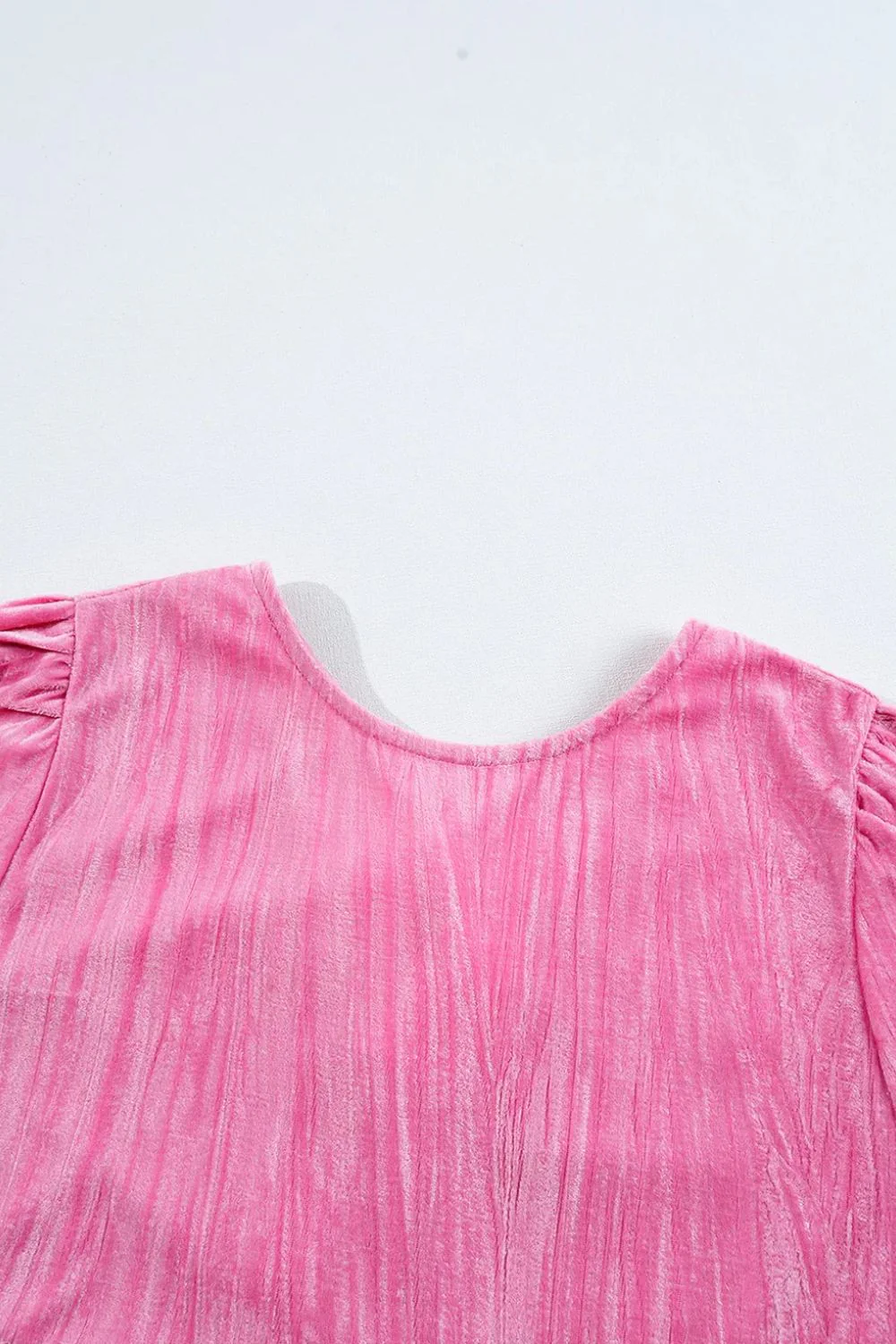 Tied Round Neck Flounce Sleeve Mini Dress - Image 4