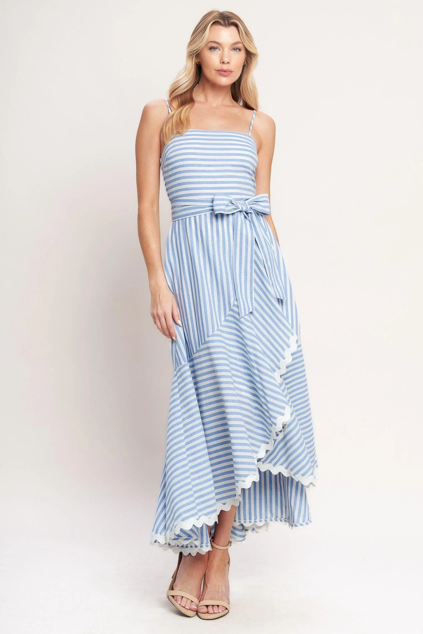 Tied to You Striped Woven Midi Dress - Image 2