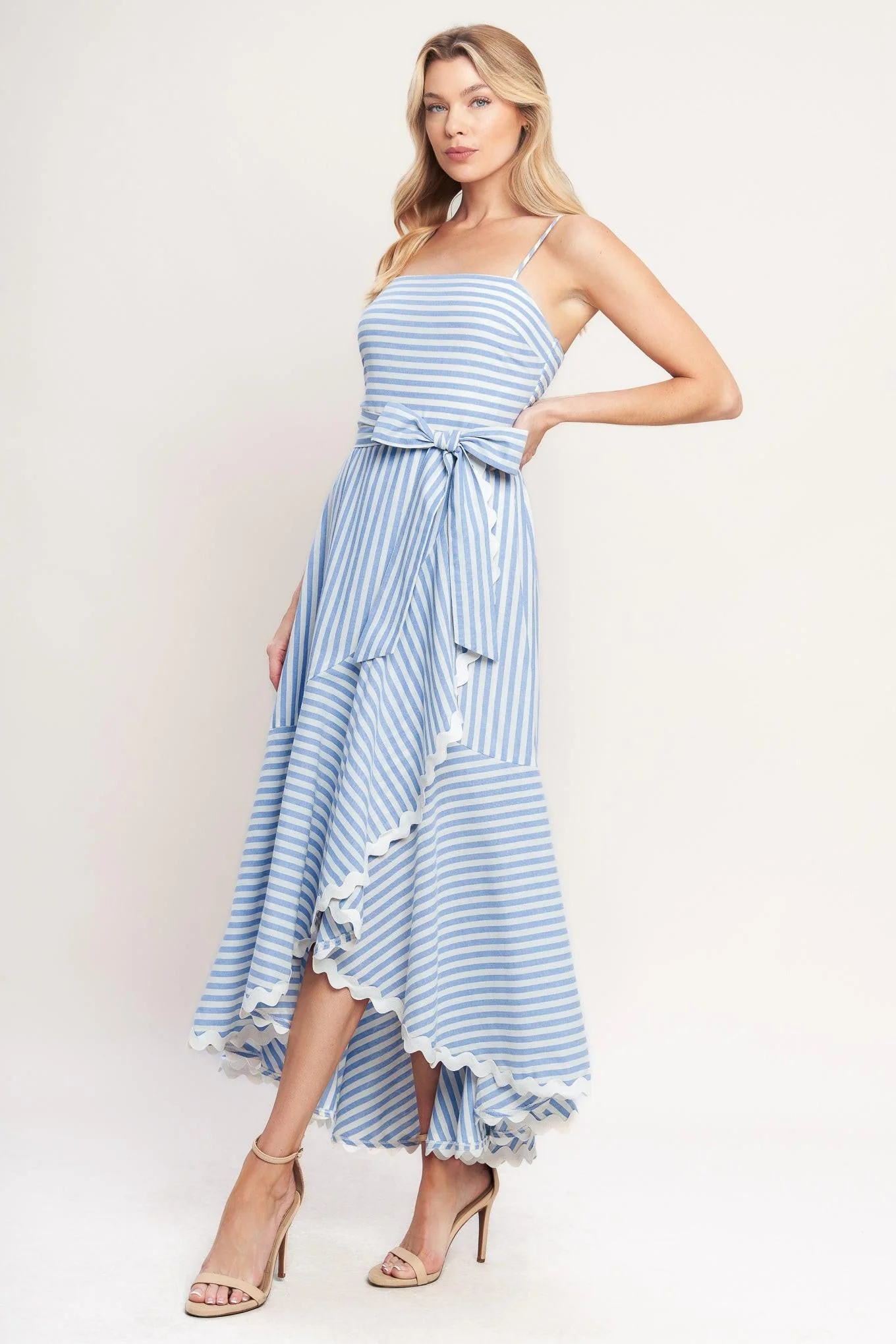 Tied to You Striped Woven Midi Dress - Image 4