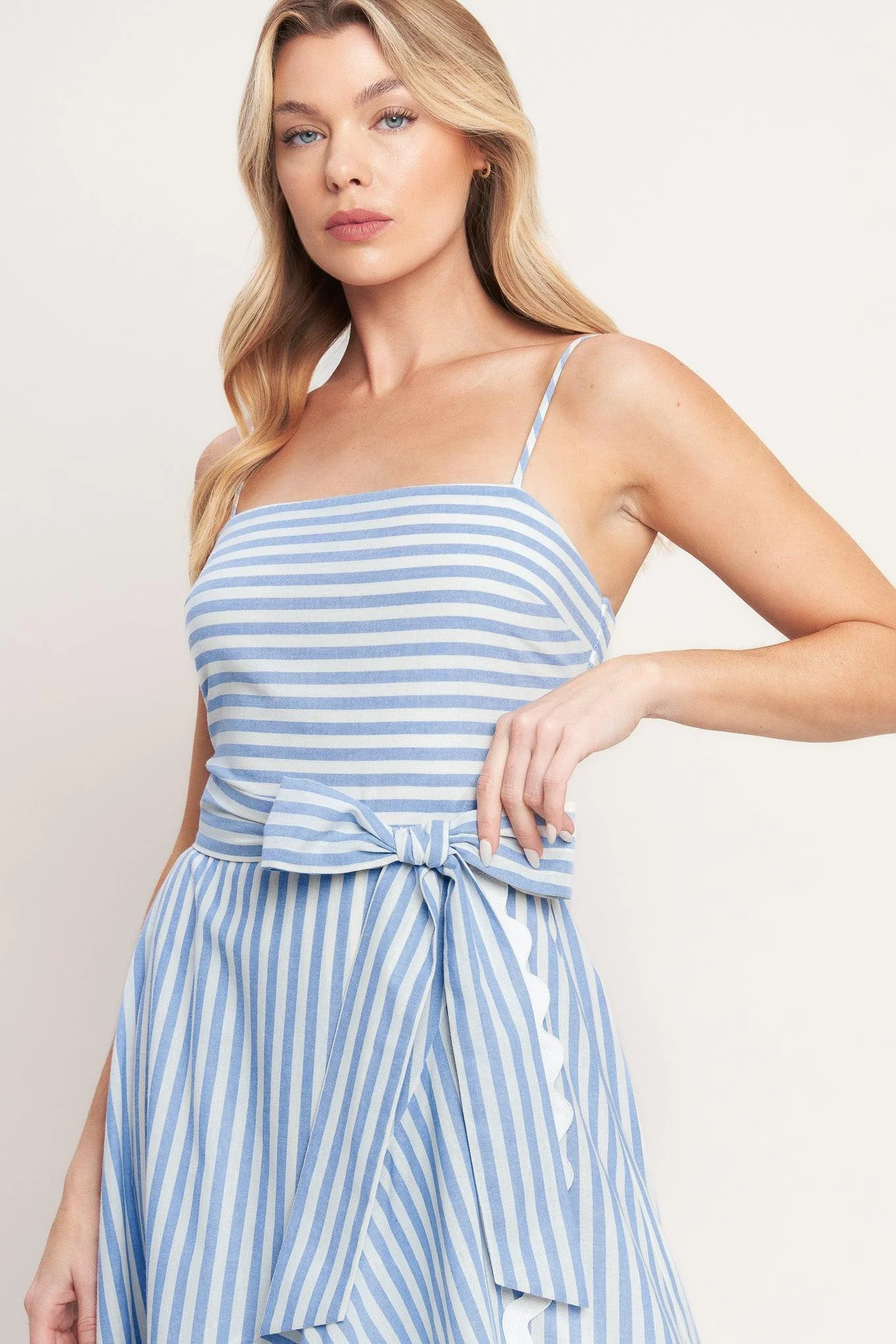 Tied to You Striped Woven Midi Dress - Image 6