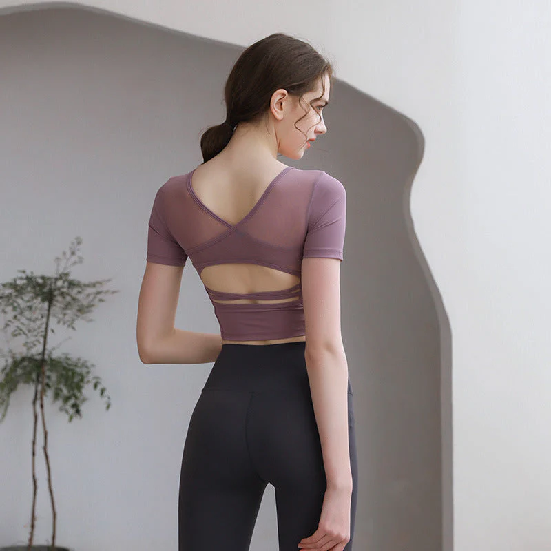 Tight Fit Yoga Top With Chest Pad Beauty Back Breathable - Image 2
