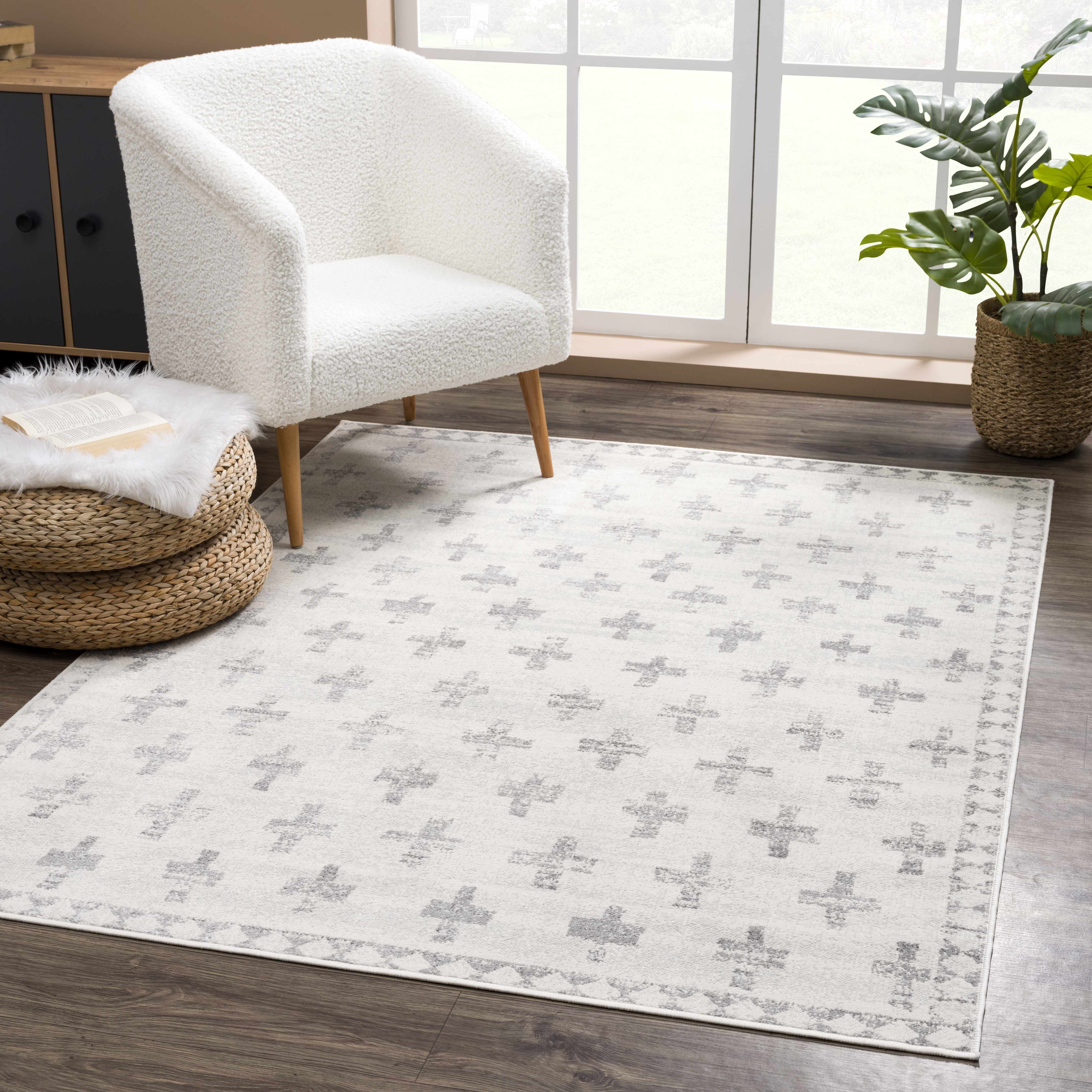Tigris Swiss Cross Ivory&Gray Area Rug - Clearance - Image 4